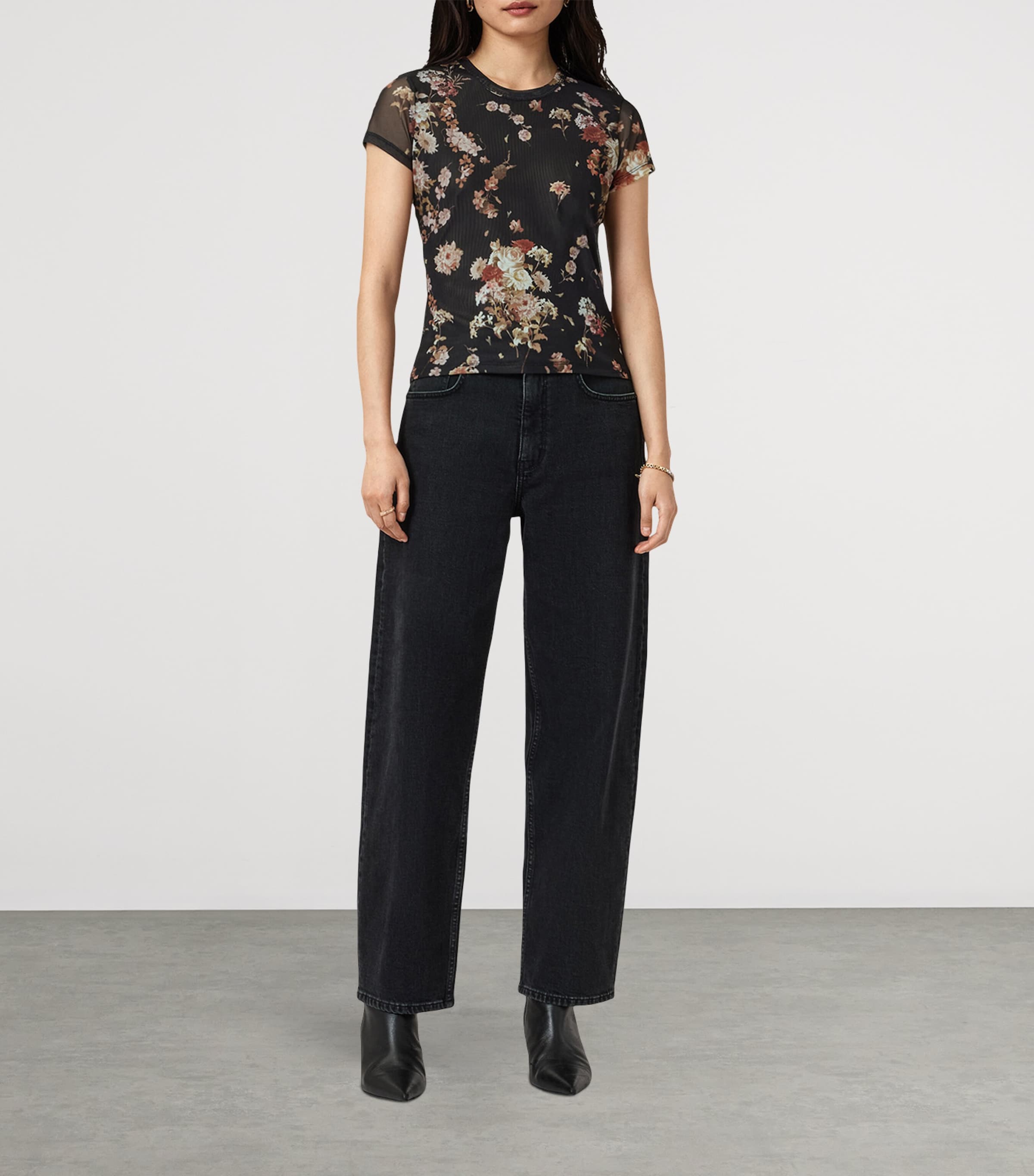 Floral Print Ellie T-Shirt ARMADA BLACK Image 2
