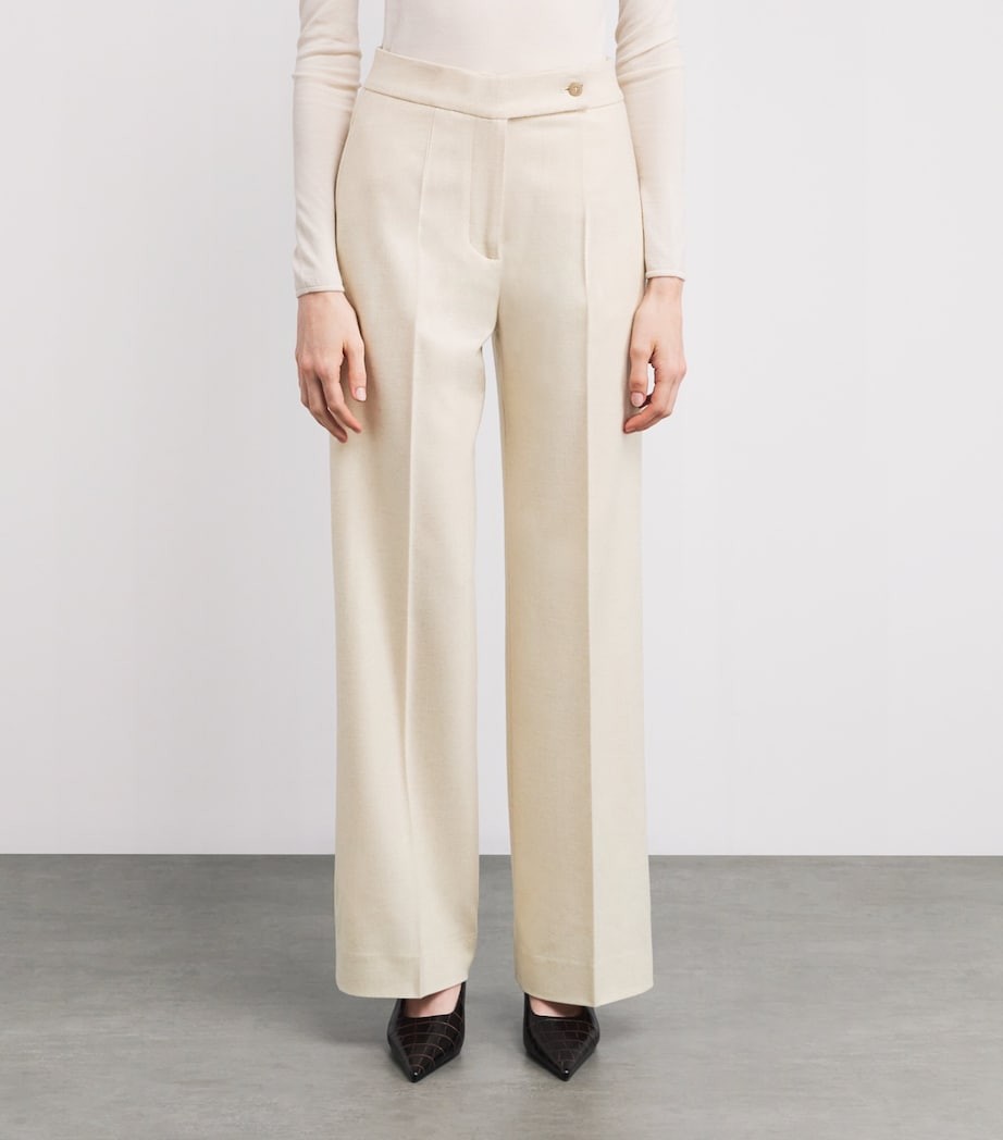 Cashmere Straight Tailored Trousers 9009 NATURAL Image 3