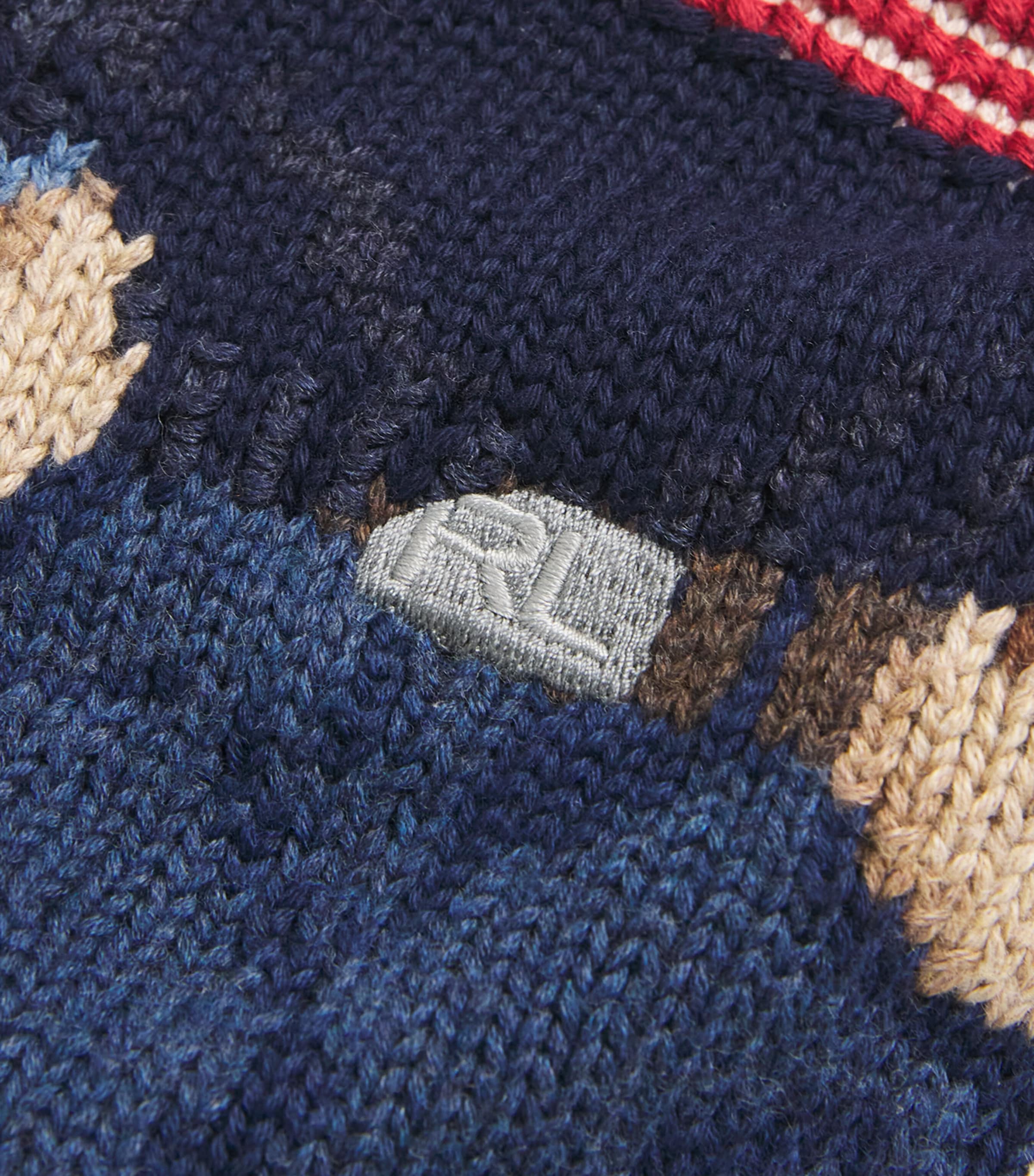 Linen-Cotton Polo Bear Sweater DECKWASH WHITE MULTI Image 5