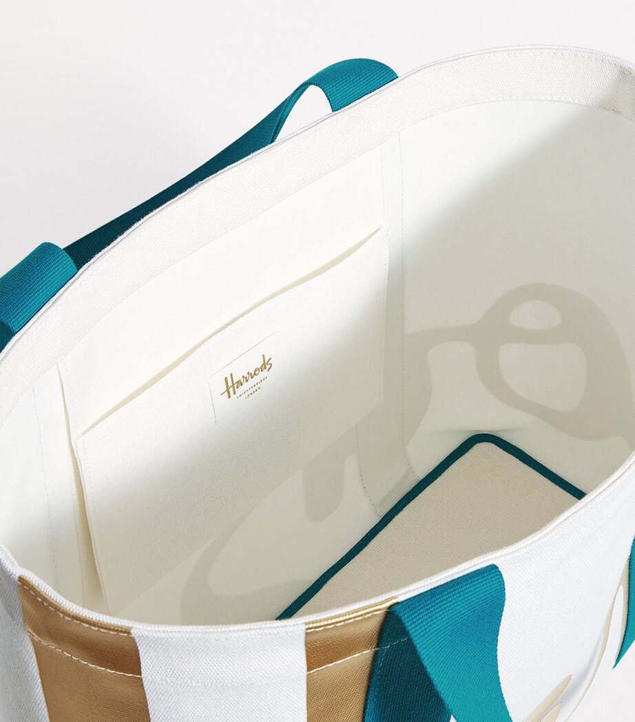 Harrods Medium Cotton Logo Tote Bag Ivory Image 4