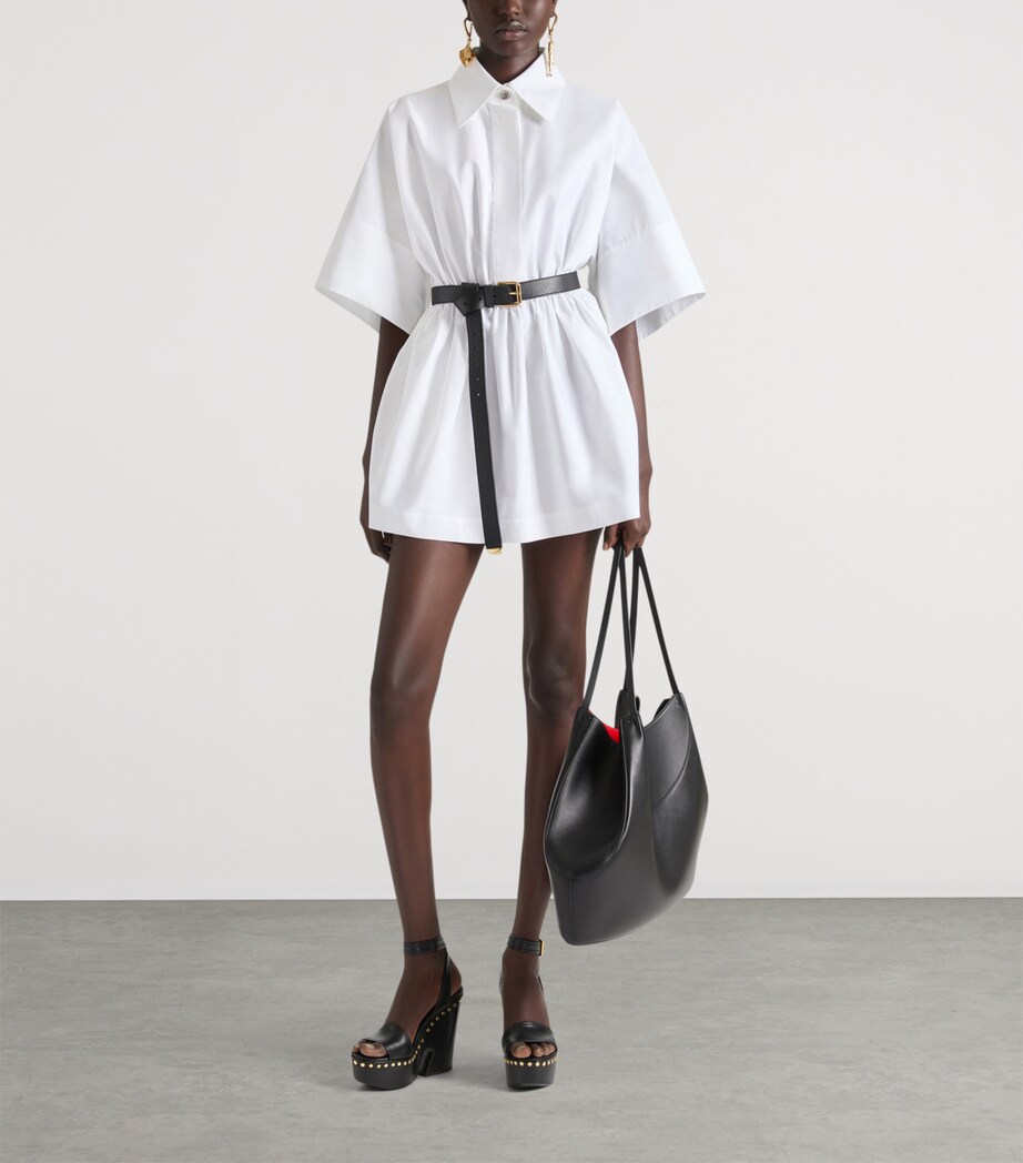 Poplin Mini Shirt Dress WHITE Image 2