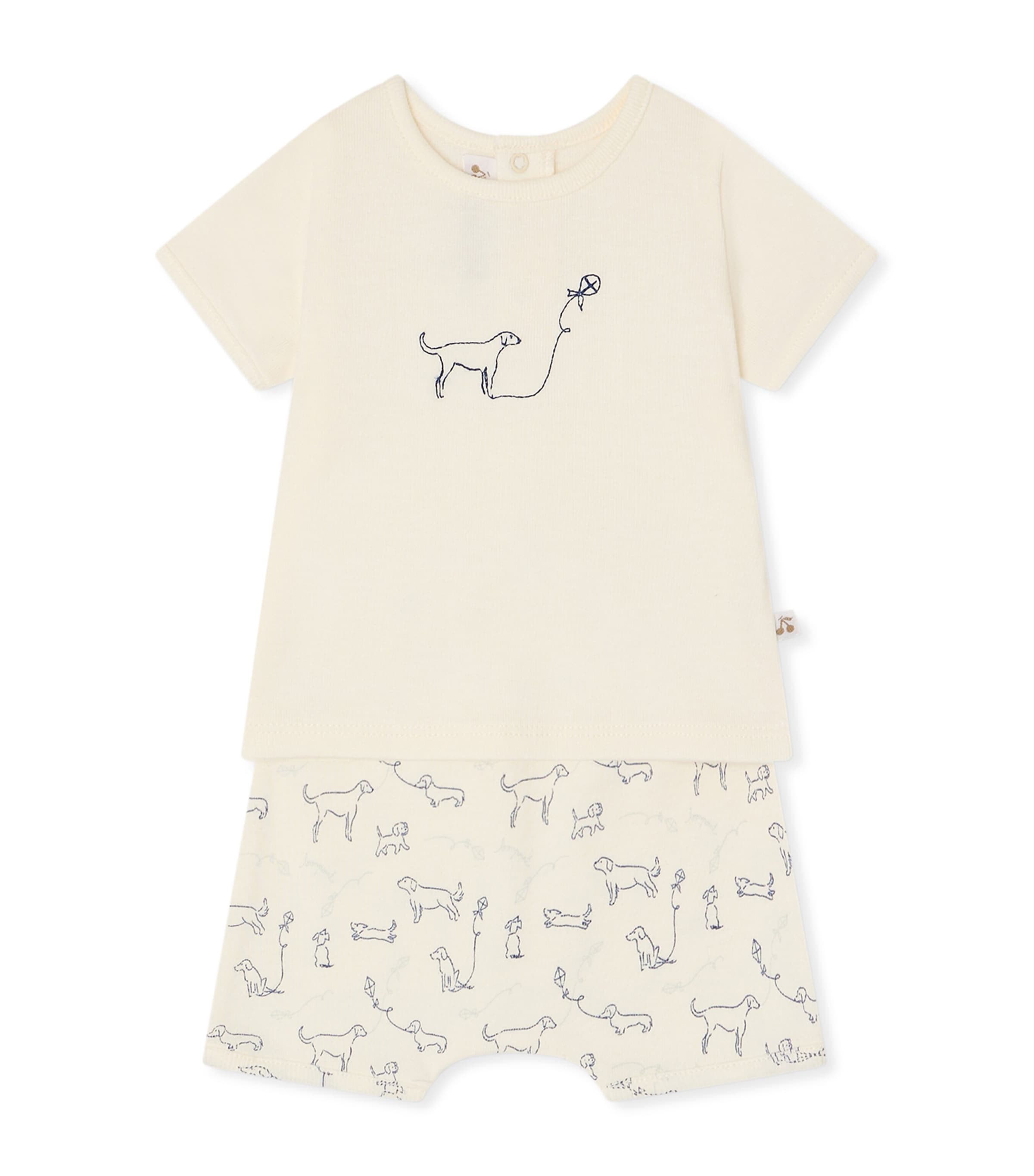 Bonpoint Cotton Printed Top and Shorts Set (1-18 Months) Im Bleu Nuit Image 1