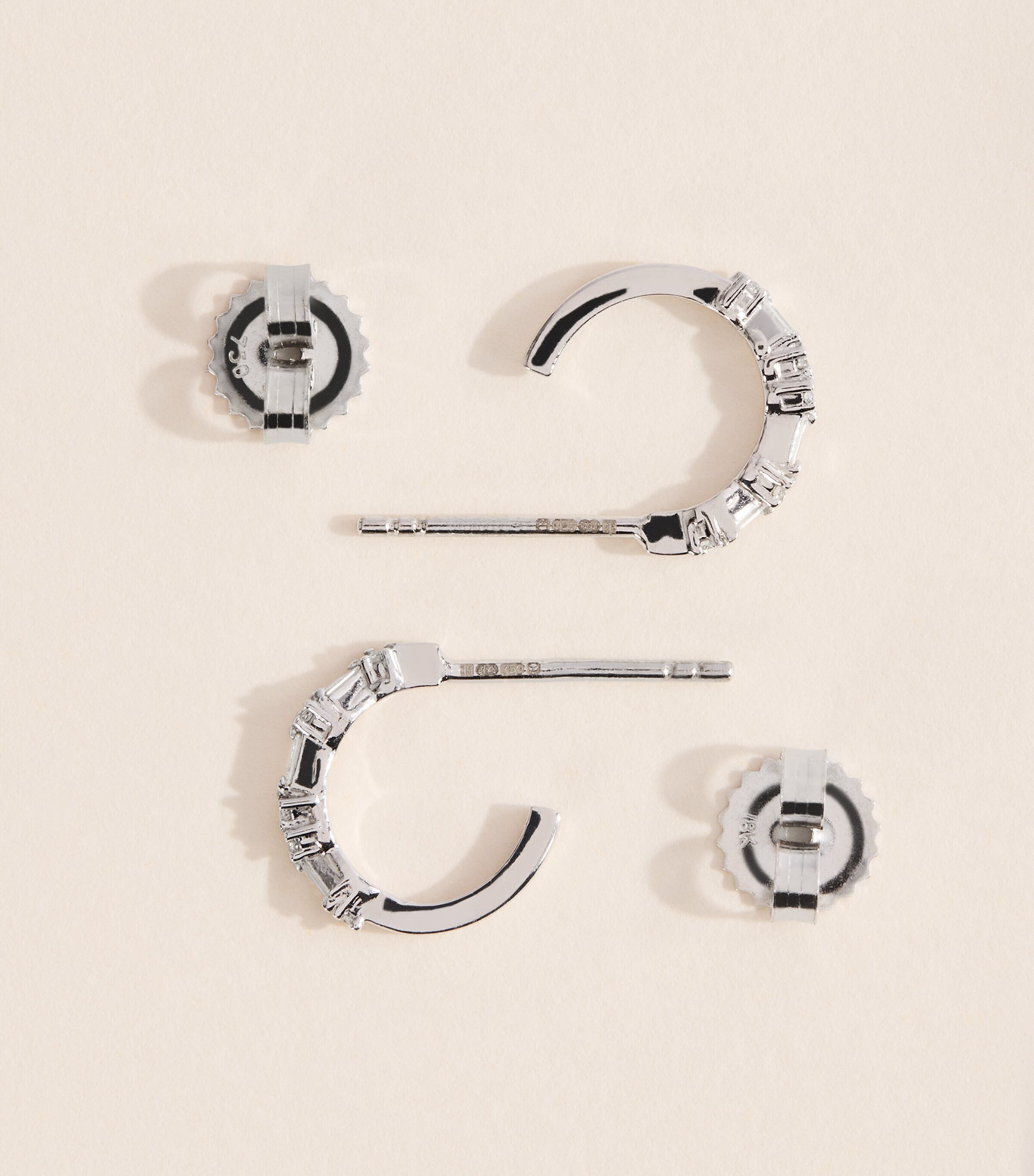 Suzanne Kalan White Gold and Diamond Mini Thin Mix Hoop Earrings Wg/wd Image 4