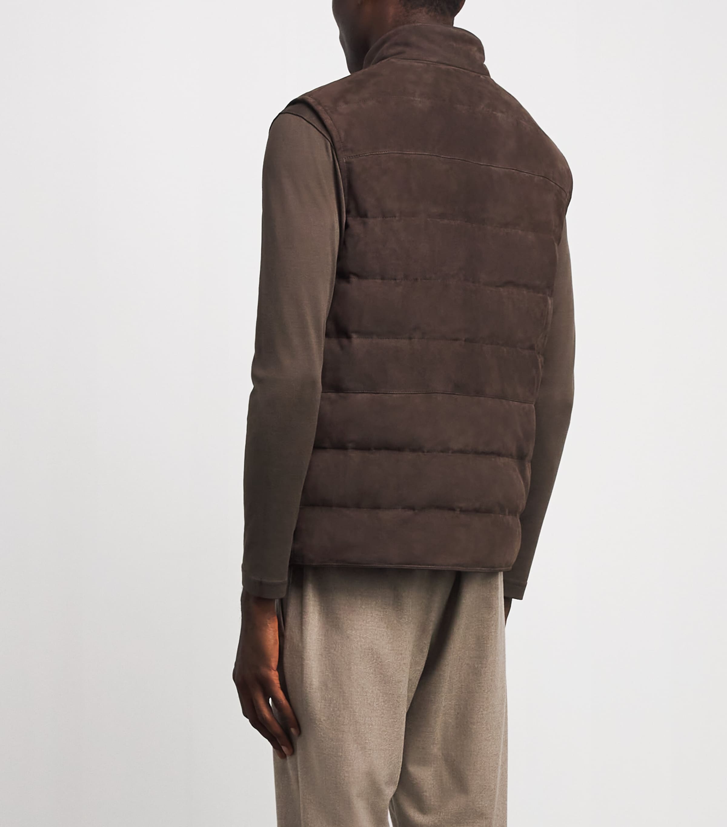Corneliani Mens Reversible Suede Padded Gilet Dark Brown Image 5