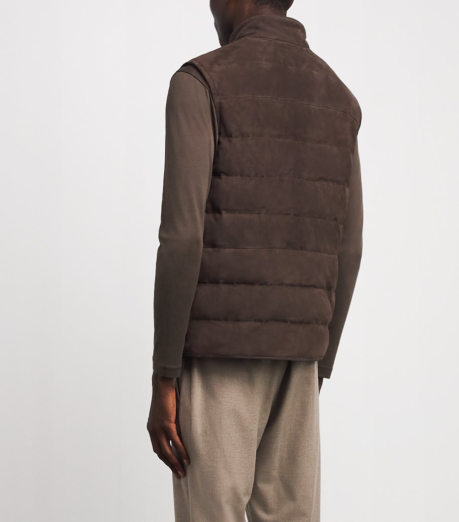 Corneliani Mens Reversible Suede Padded Gilet Dark Brown Image 5