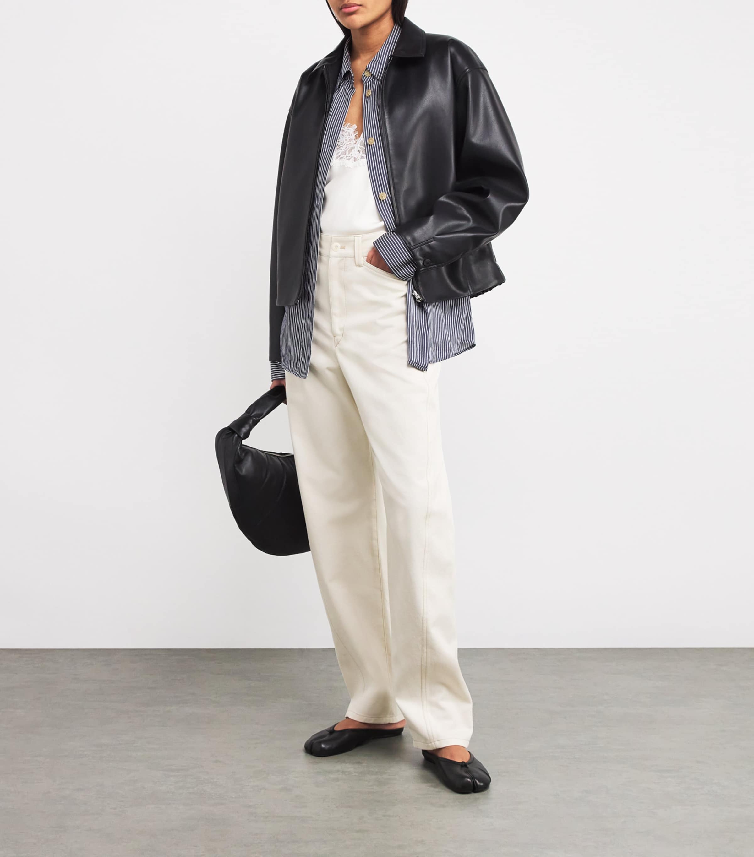 Lemaire Womens Belted Twisted Jeans Creamy White Image 2