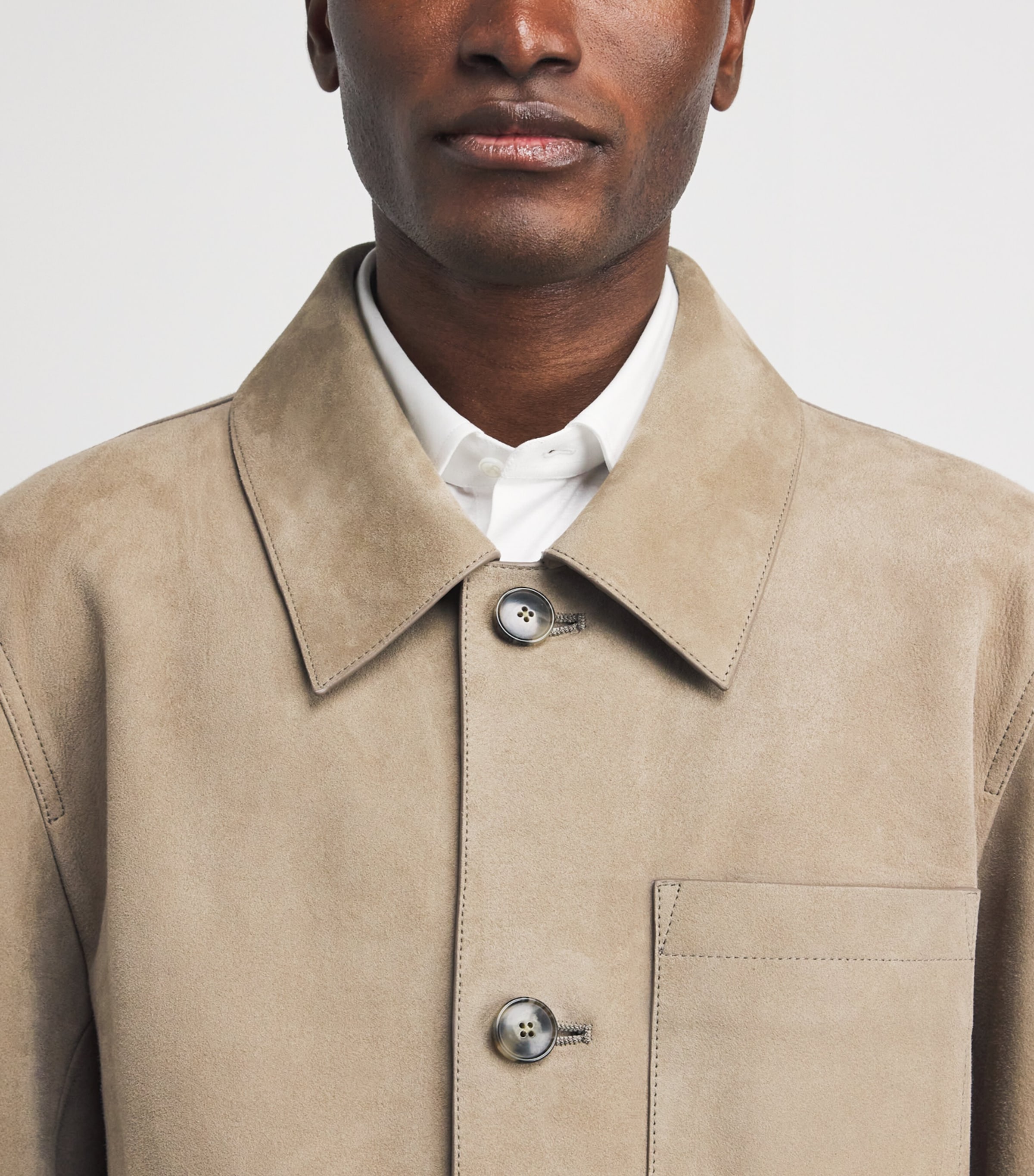 Yves Salomon Mens Suede Overshirt Seigle Image 3