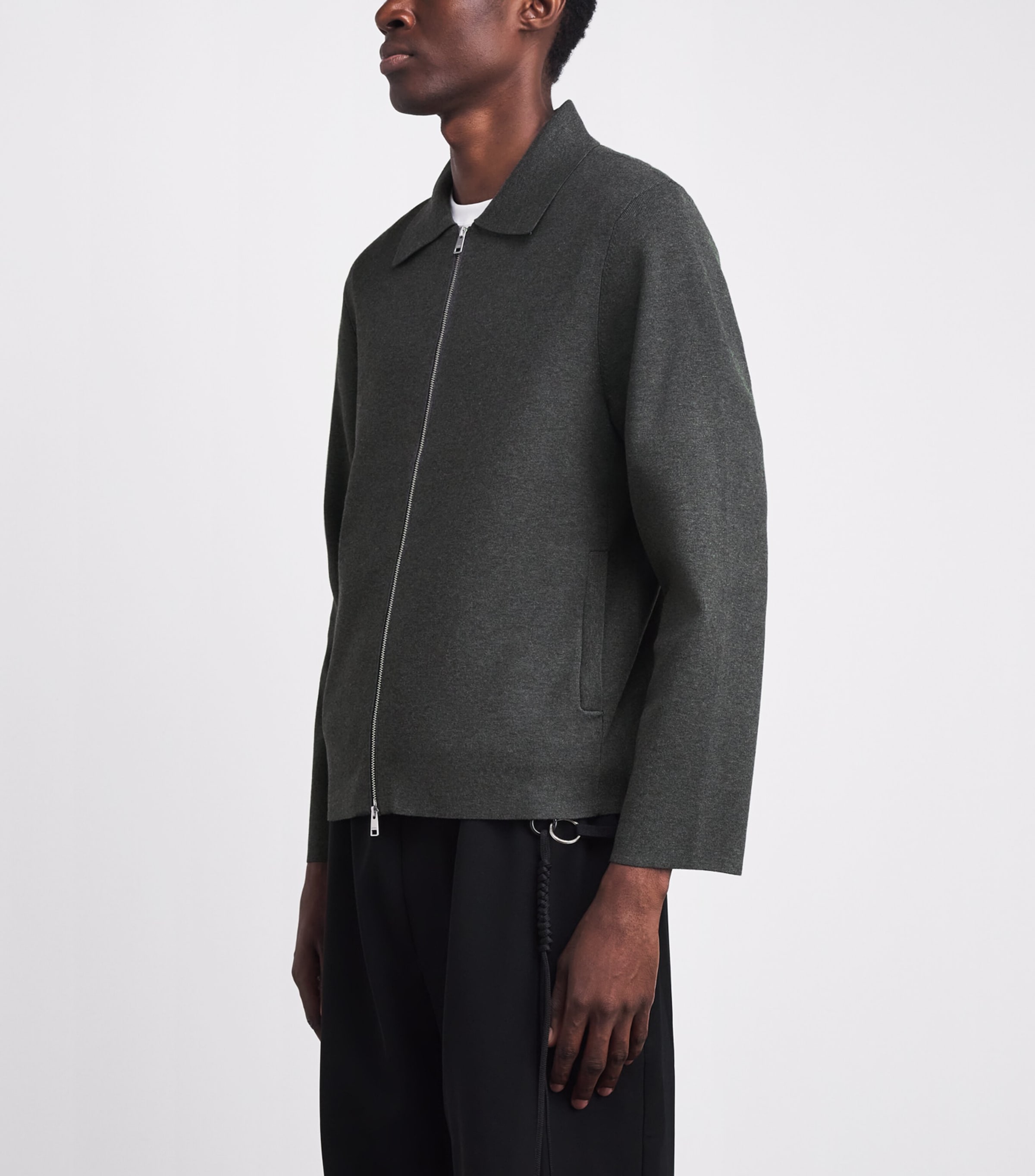 Sandro Paris Mens Zip-Up Cardigan Grey Image 4