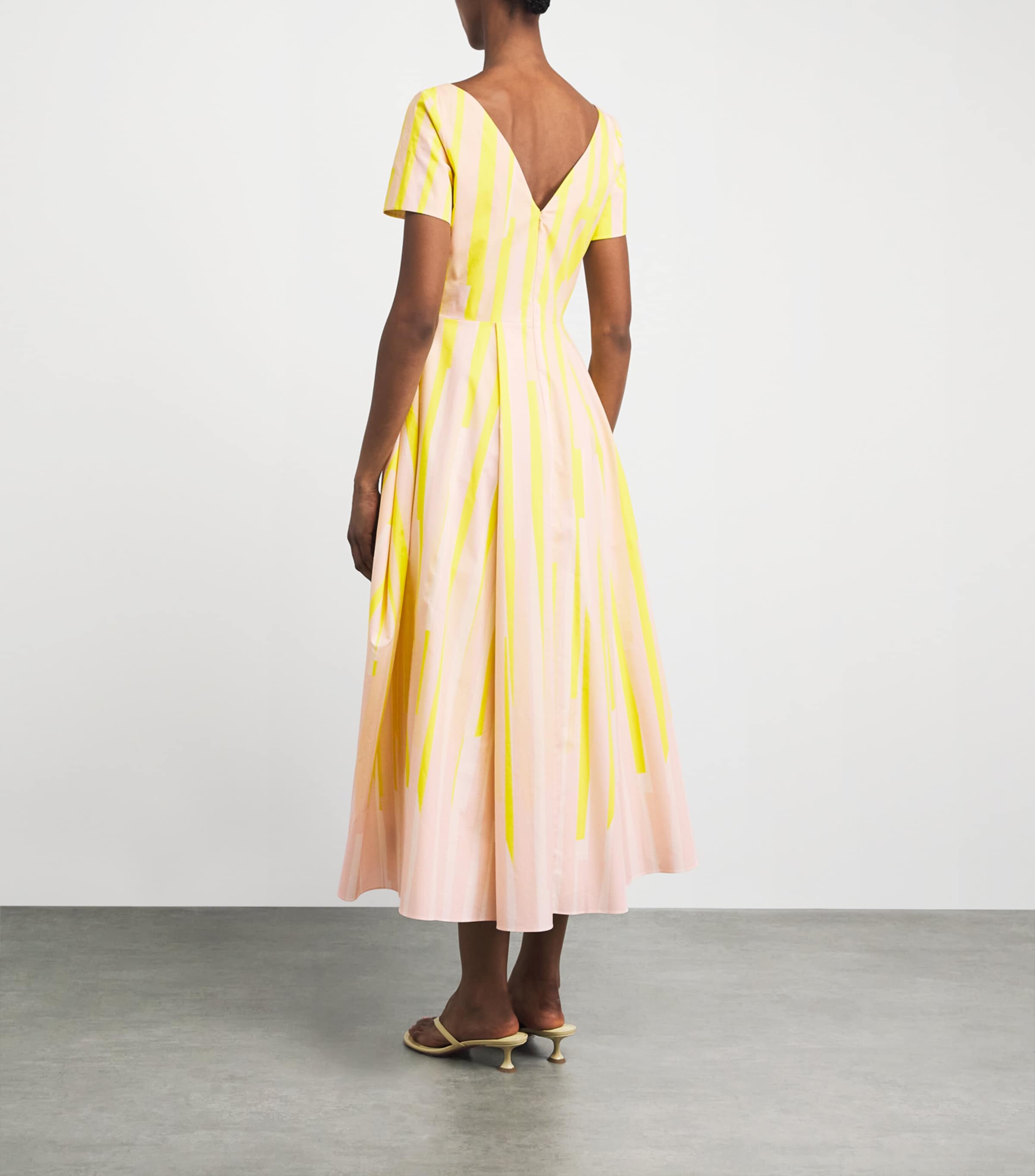 Roksanda Womens Cotton Stripe Vaela Midi Dress Collage Print Yellow Image 4