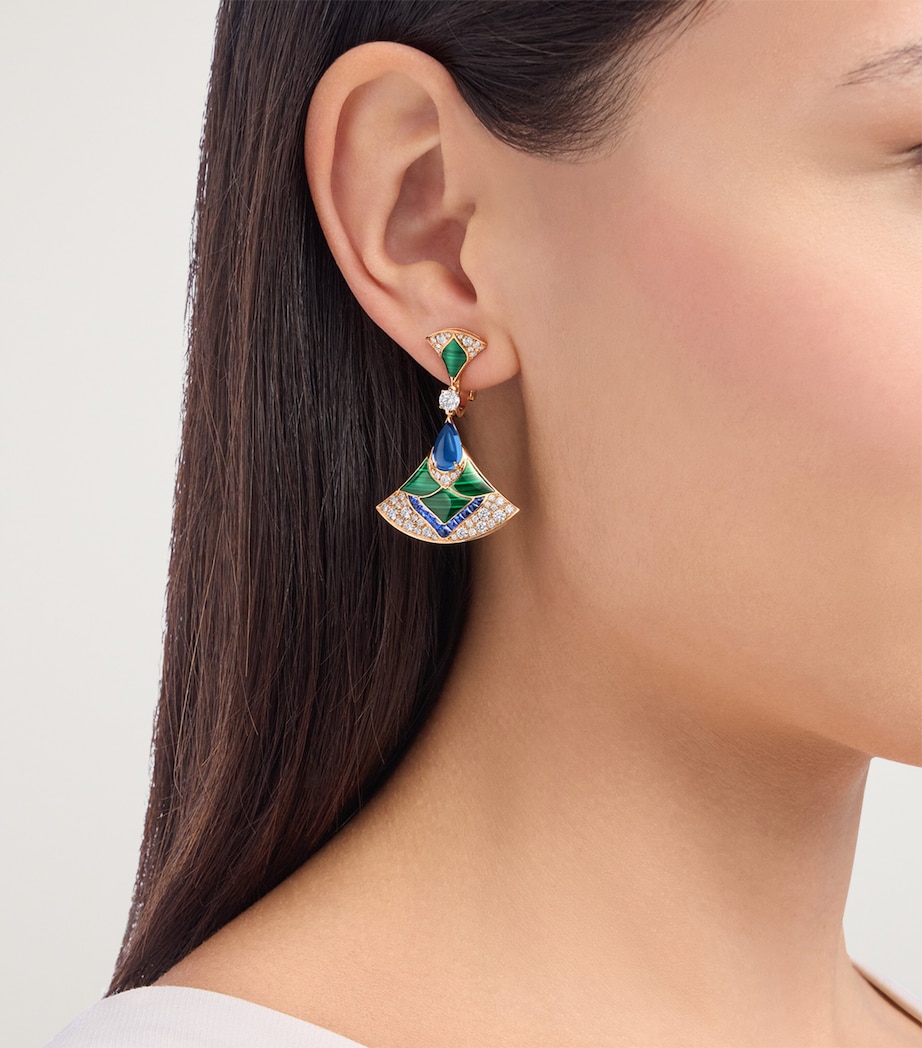 Bvlgari Rose Gold, Diamond and Sapphire Divas' Dream Drop Earrings Pink Gold Image 4