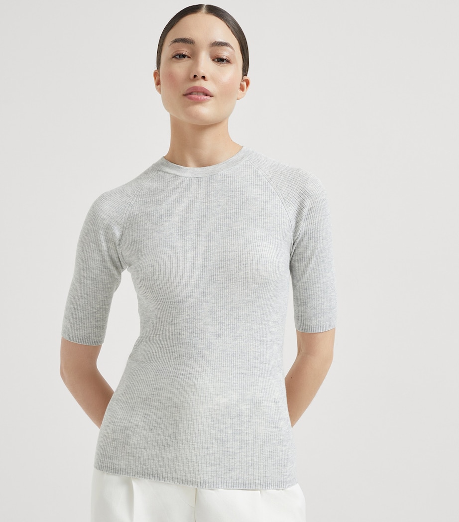 Cashmere Sparkling Short-Sleeve Sweater C072 Image 2