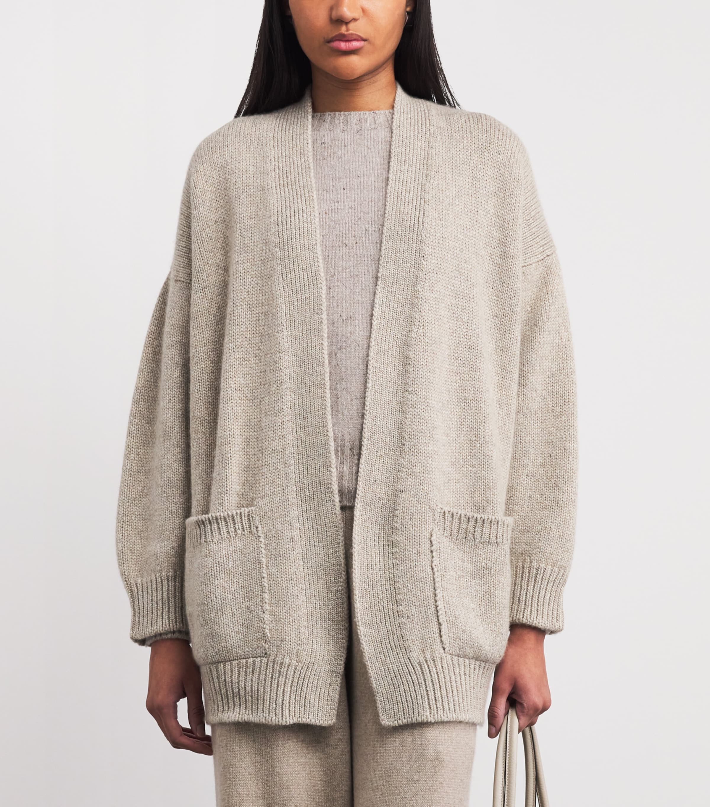 Johnstons Of Elgin Womens Cashmere-Cotton Bay Cardigan Sea Shell Image 4