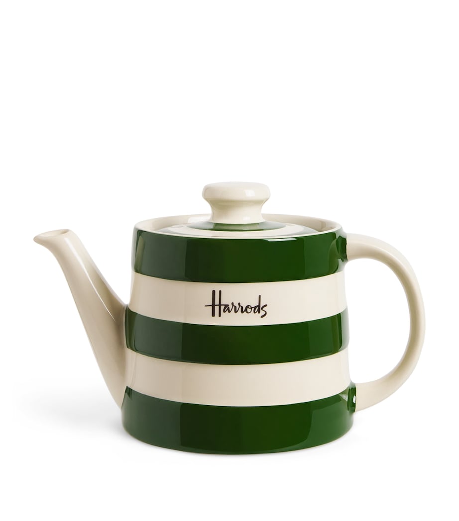 Harrods Cornish Stripe Teapot Green Image 1