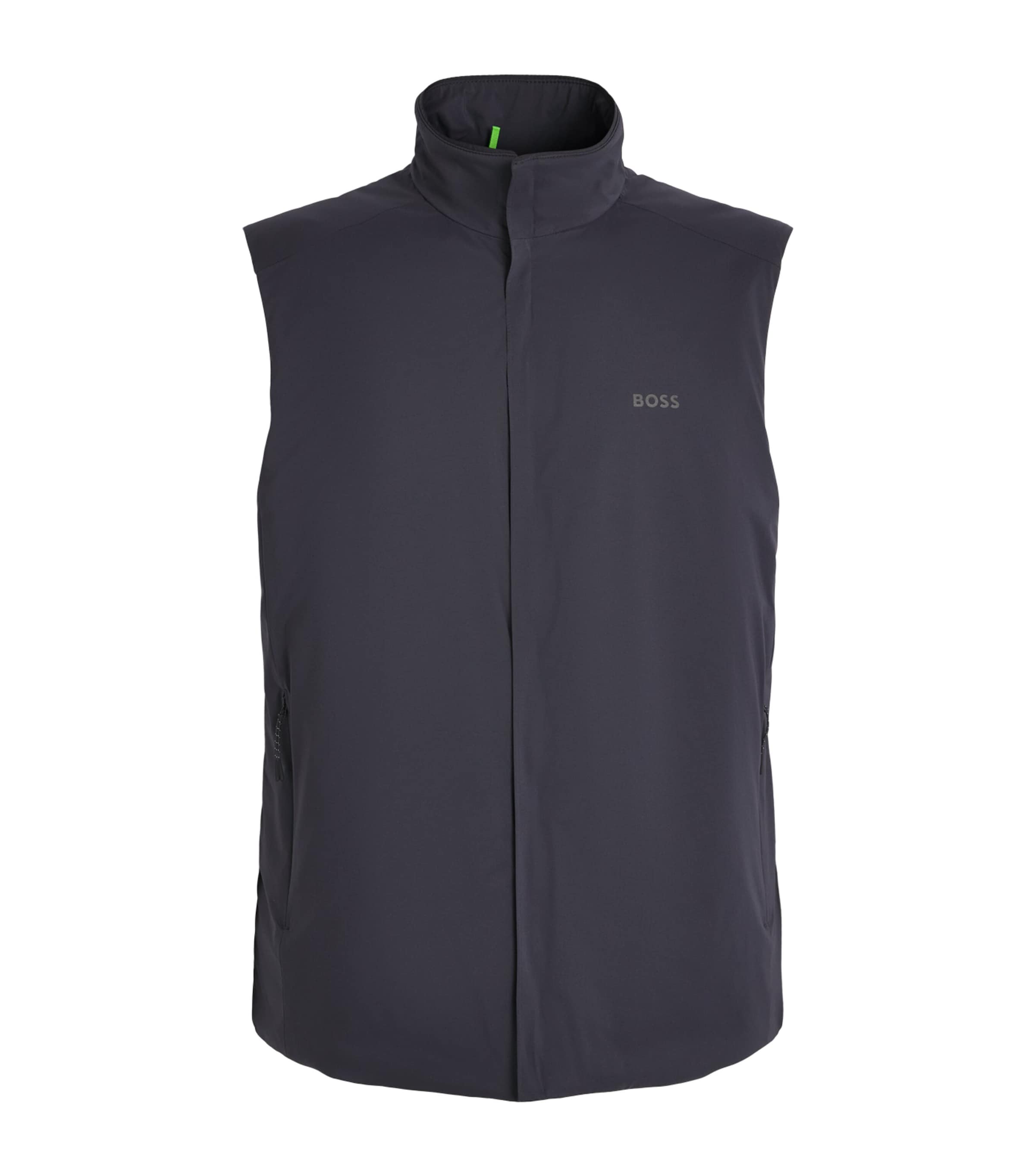 BOSS Mens Water-Resistant Logo Gilet Dark Image 1