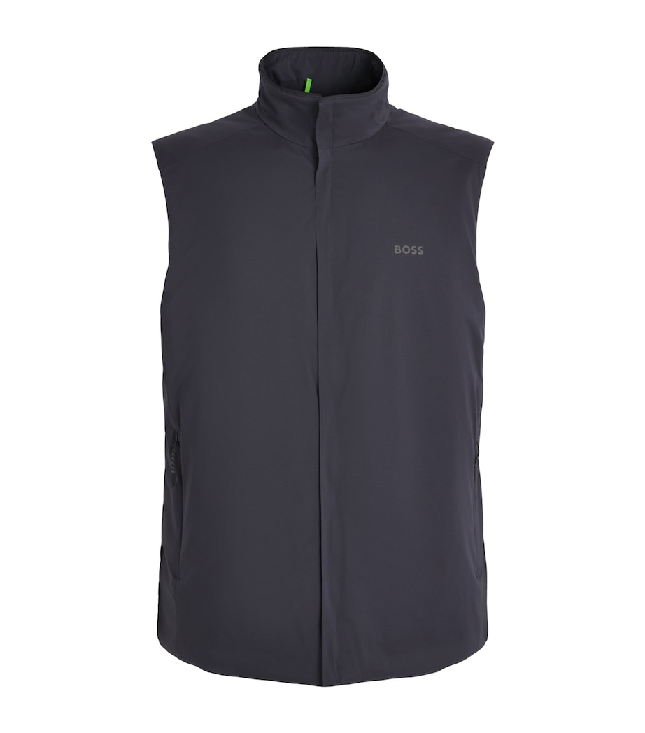 BOSS Mens Water-Resistant Logo Gilet Dark Image 1