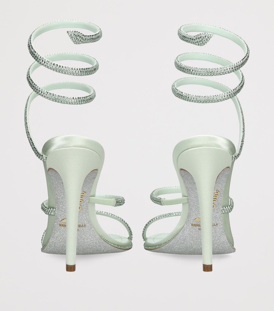 René Caovilla Satin Crystal-Embellished Cleo Sandals 105 Pale Green Image 4