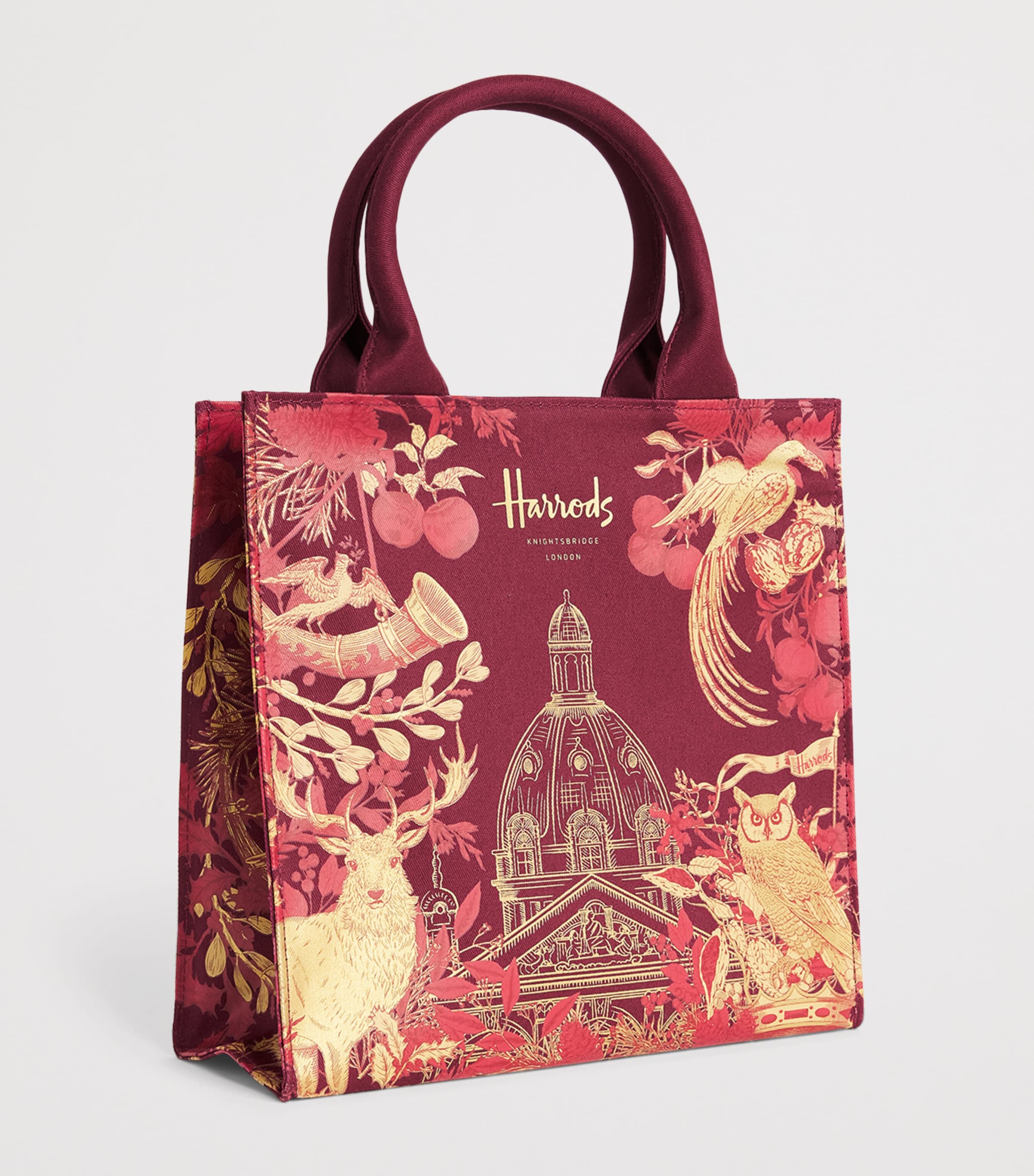 Harrods Small House of Harrods Tote Bag Burgundy Image 2