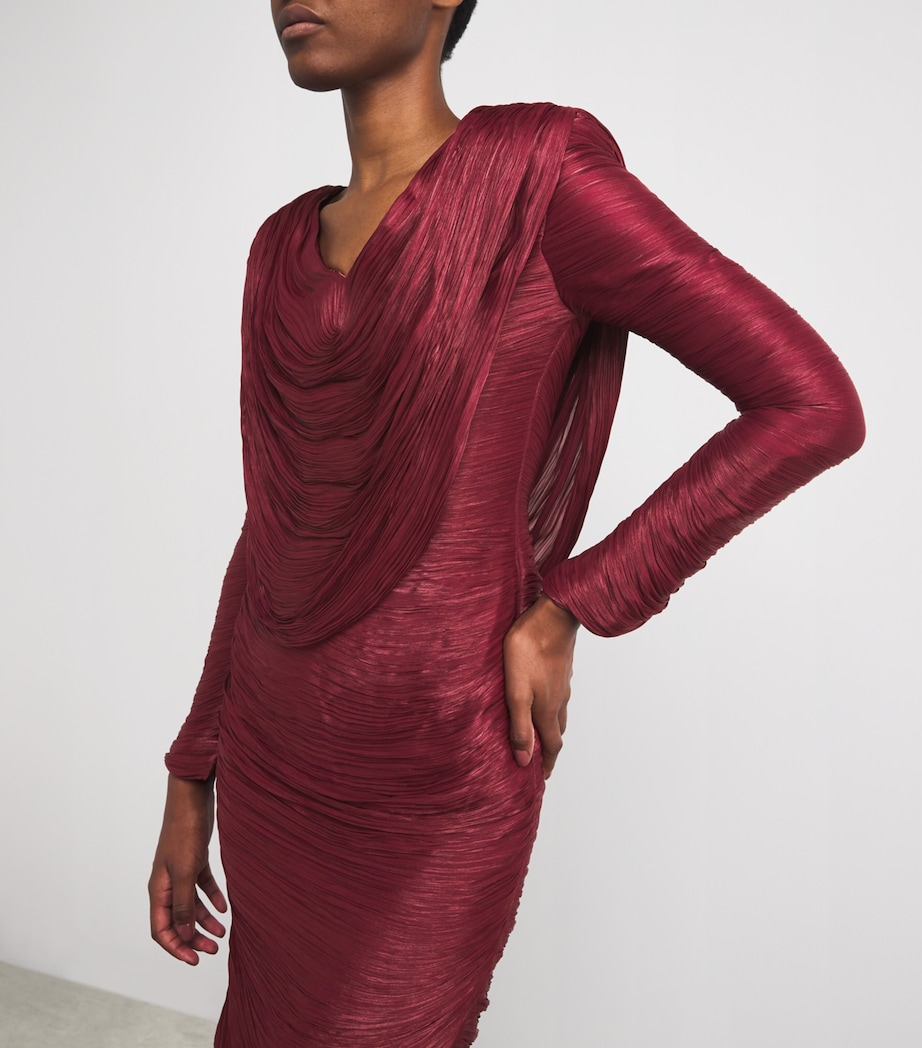 Ruched V-Neck Gown MAROON Image 4