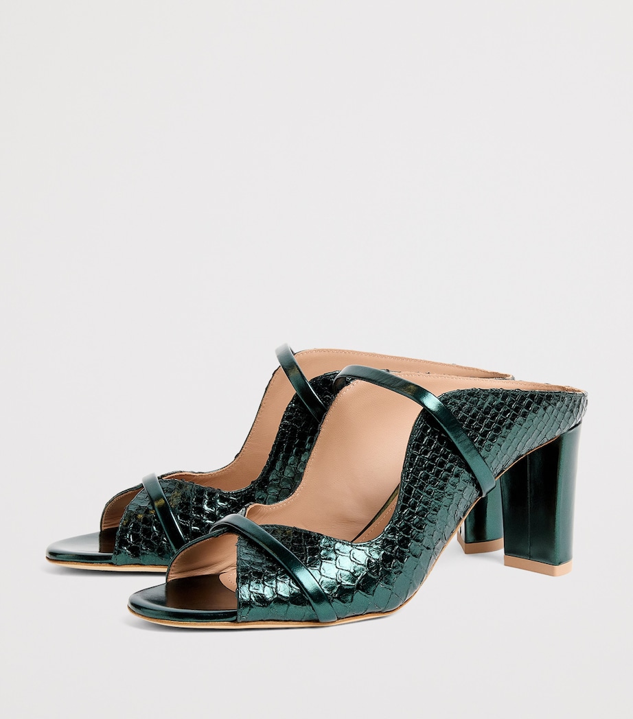 Leather Crocodile-Effect Norah Mules 70 DARK GREEN Image 3