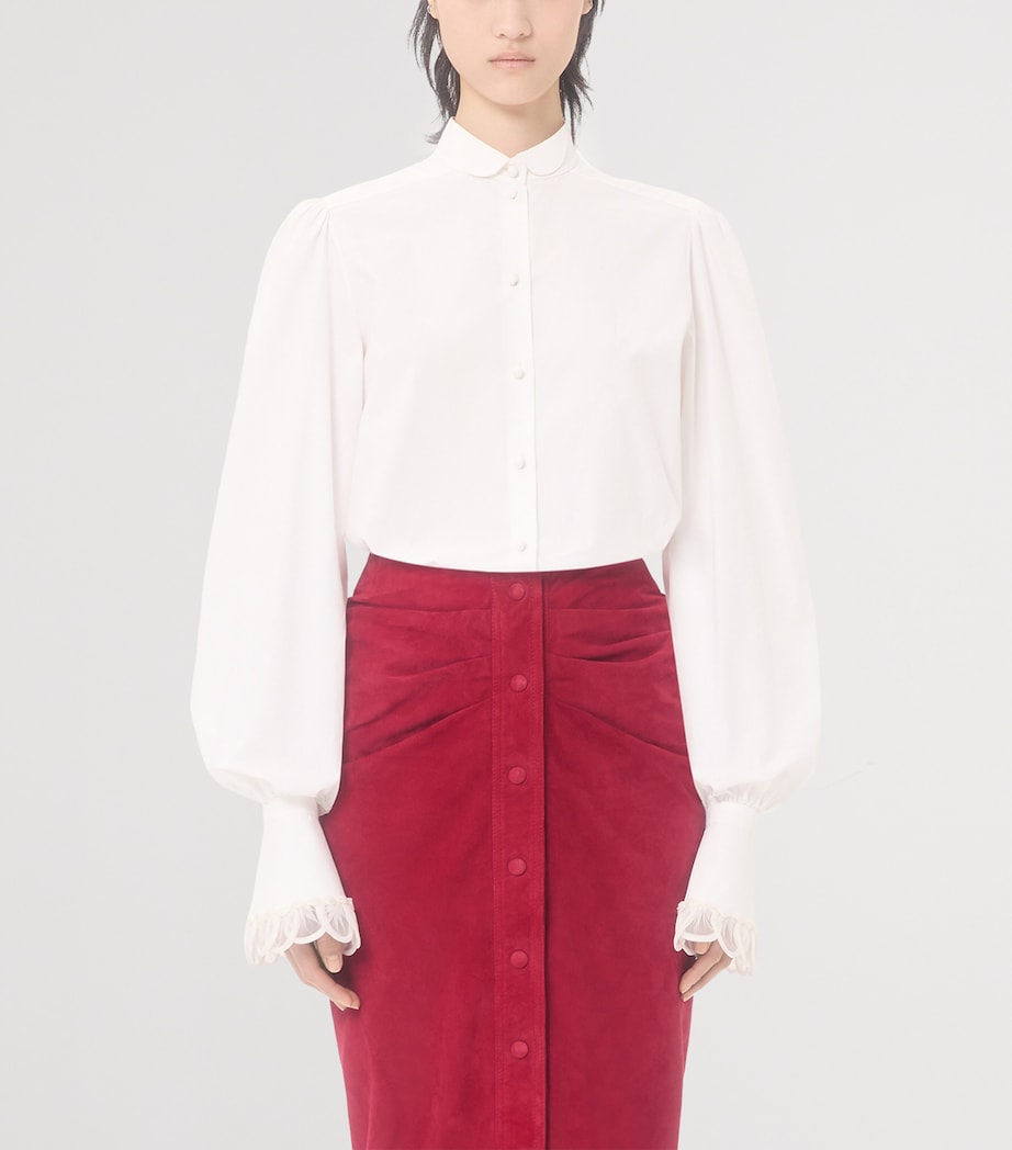 Valentino Womens Cotton Scalloped-Cuff Shirt Image 2