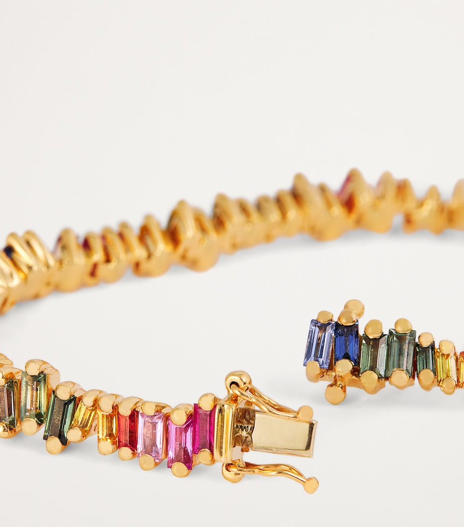 Suzanne Kalan Rose Gold and Rainbow Sapphire Bold Tennis Bracelet Rg/rs Image 4