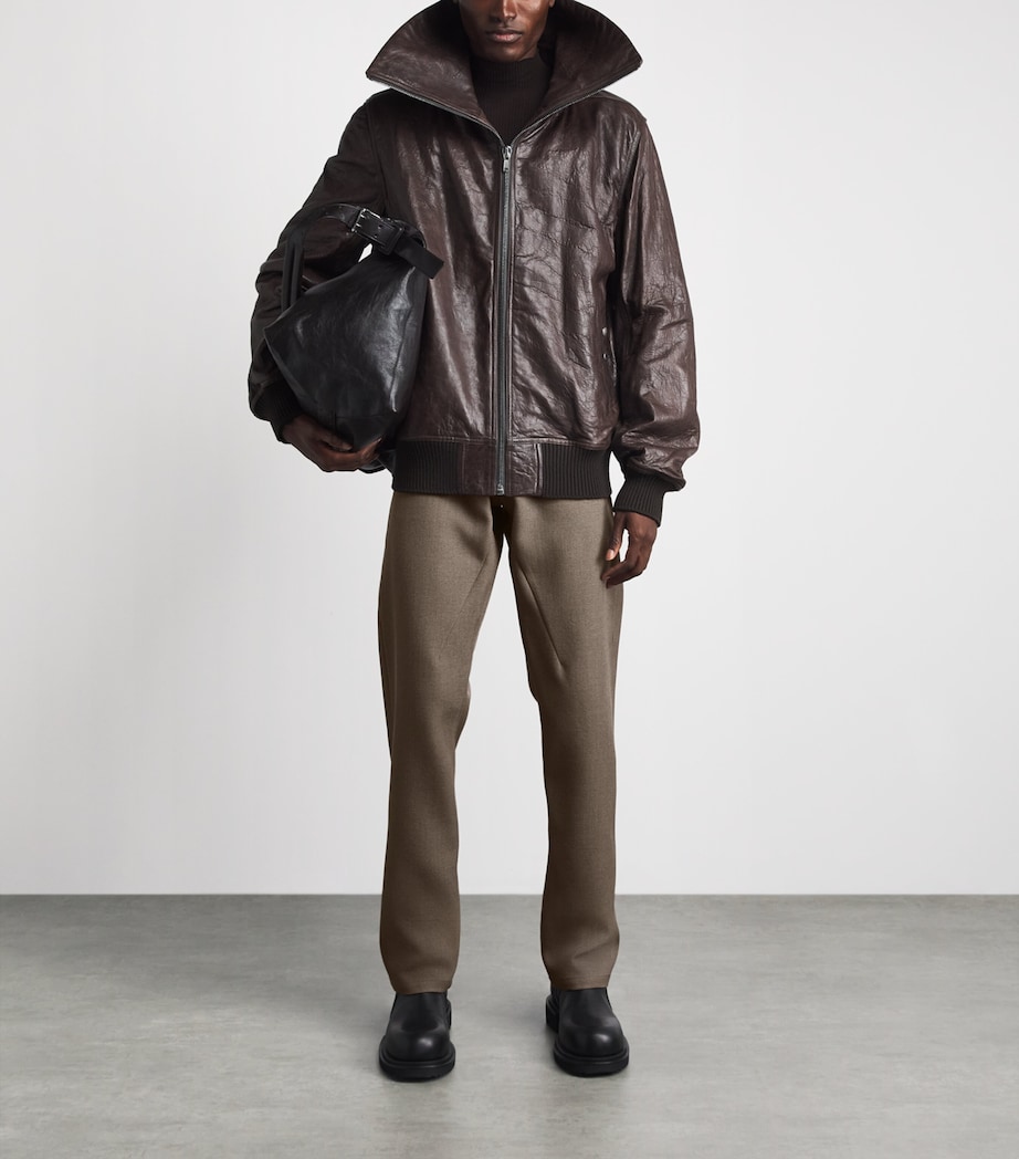Rick Owens Mens Wool Wide-Leg Kurdt Trousers Dust Image 2