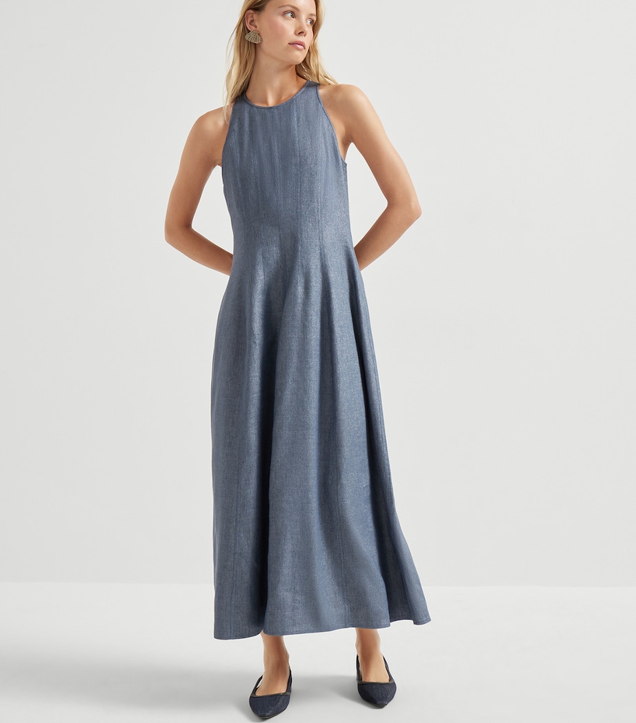 Linen-Blend Sparkling Midi Dress C007 Image 2