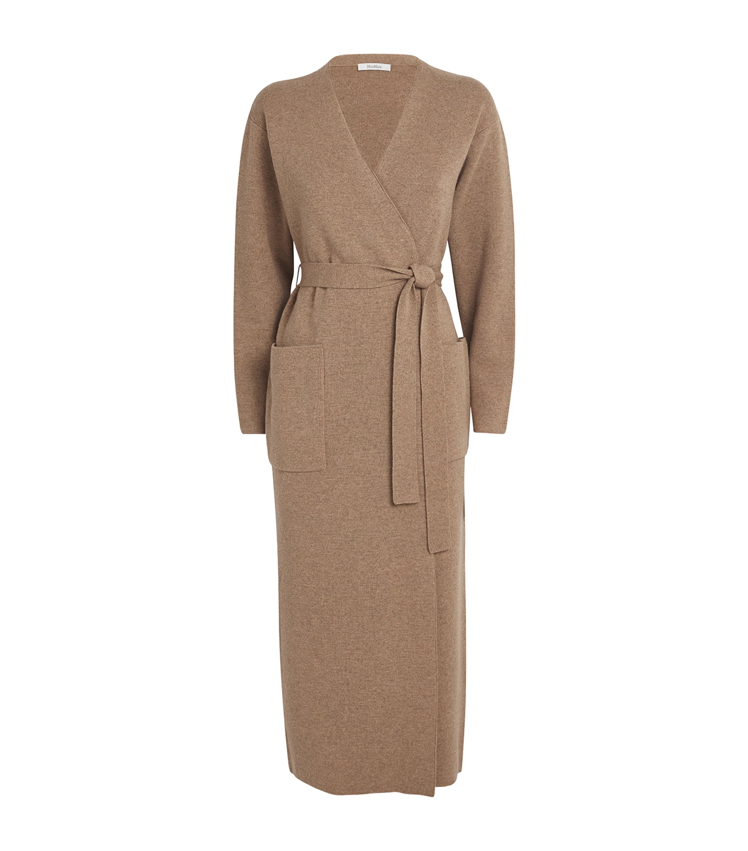 Shop Max Mara Wool-cashmere Long Cardigan In Beige