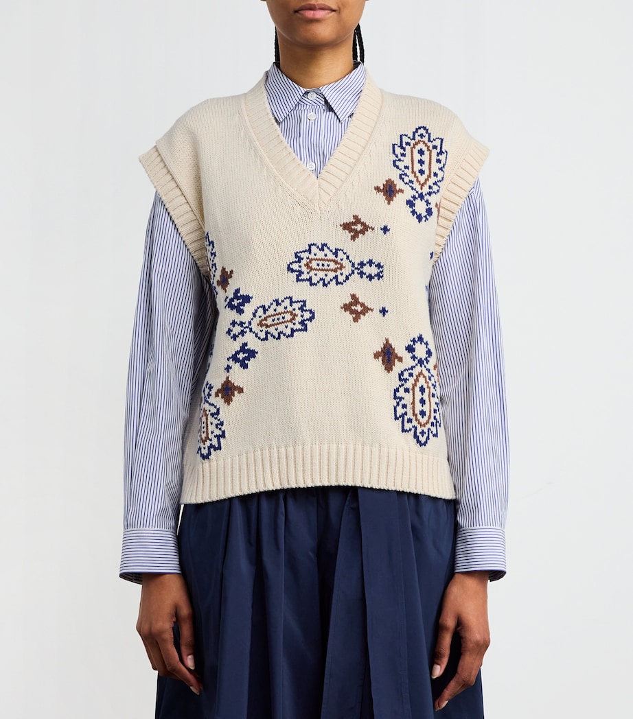 Cotton-Blend Jacquard Sweater Vest IVORY Image 3