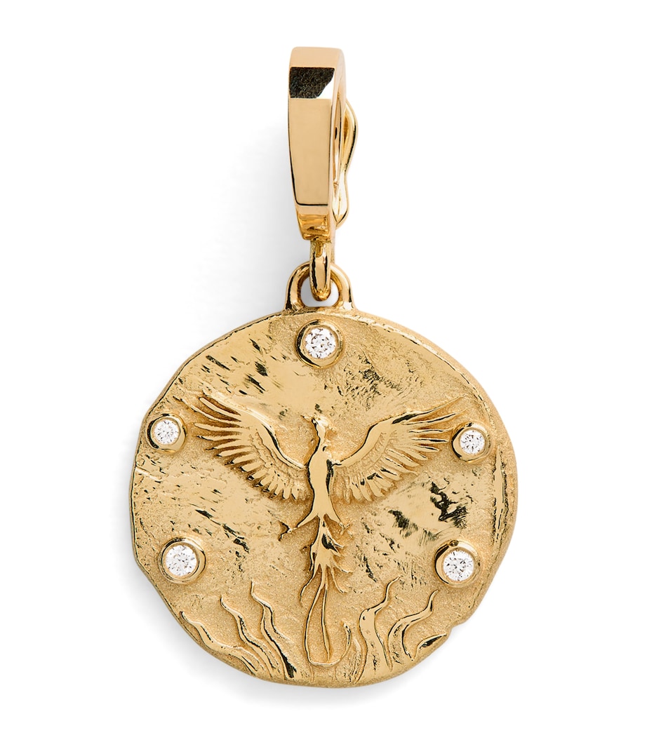 Yellow Gold and Diamond Phoenix Coin Charm YELLOW GOLD Image 1
