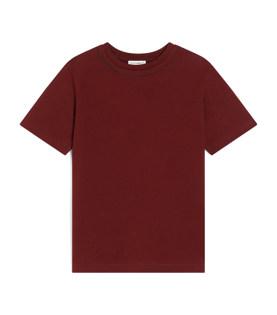 Dolce&Gabbana Kids Embroidered Logo T-Shirt (8-14 Years) Bordeaux Image 1