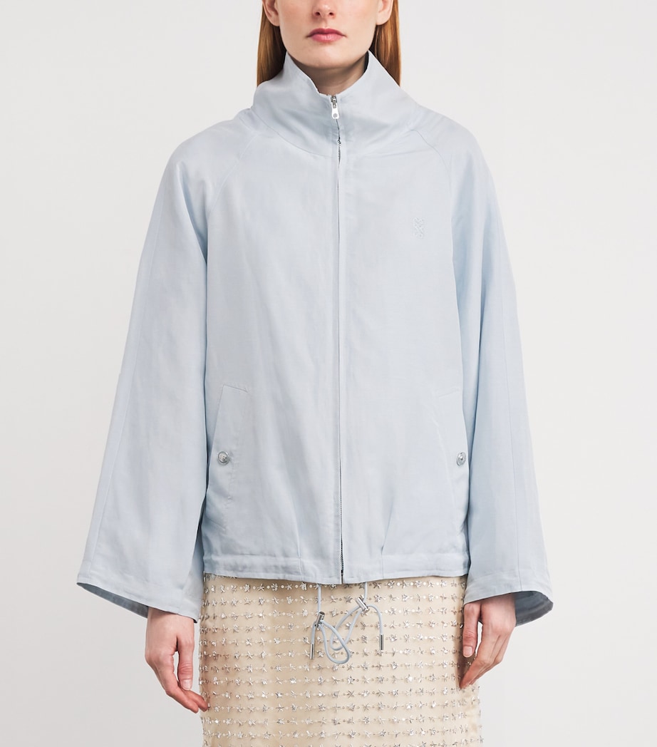 Embroidered Funnel-Neck Jacket SKY BLUE Image 3