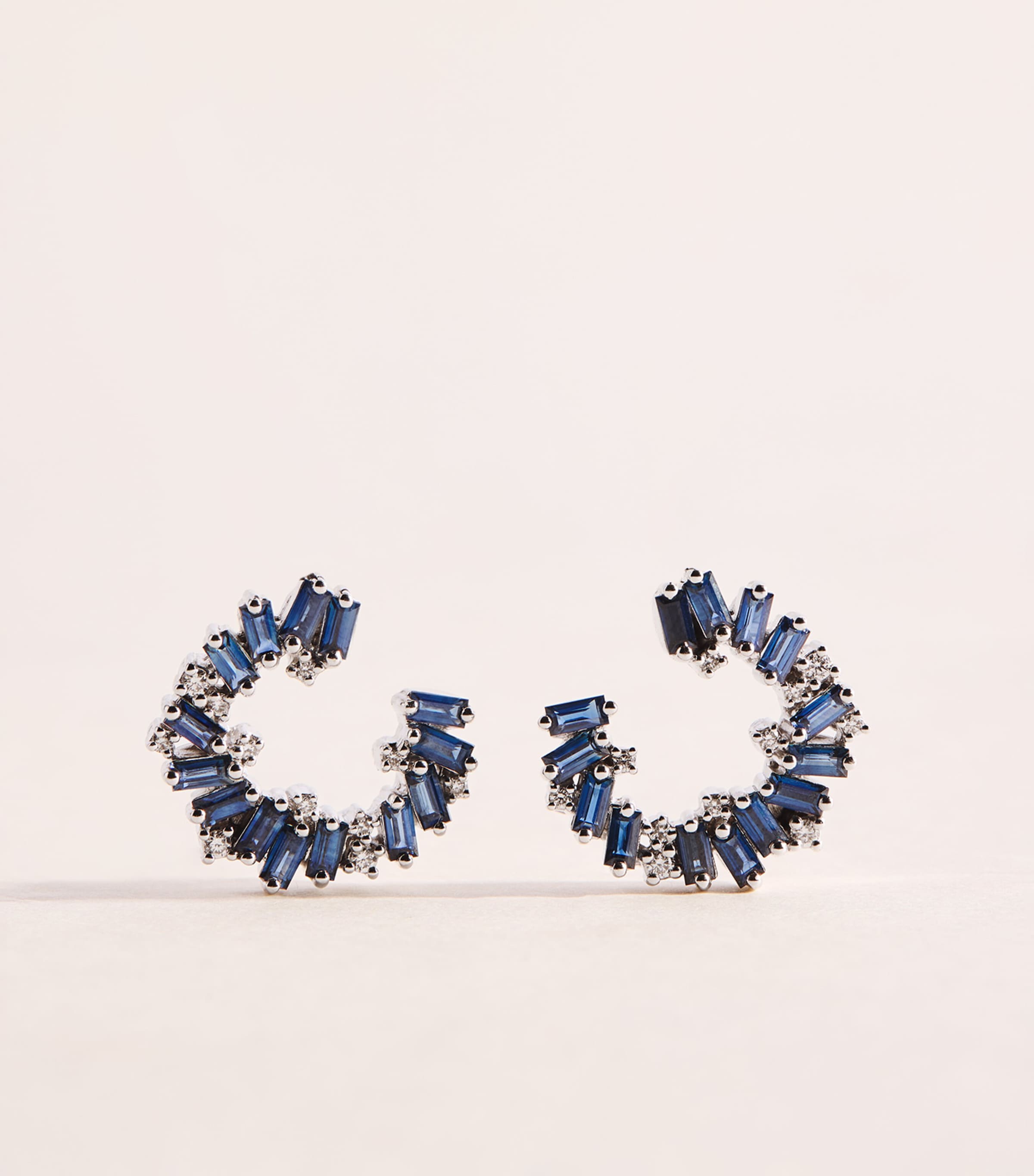 Suzanne Kalan White Gold, Diamond and Blue Sapphire Frenzy Hoop Earrings Wg/db Image 1