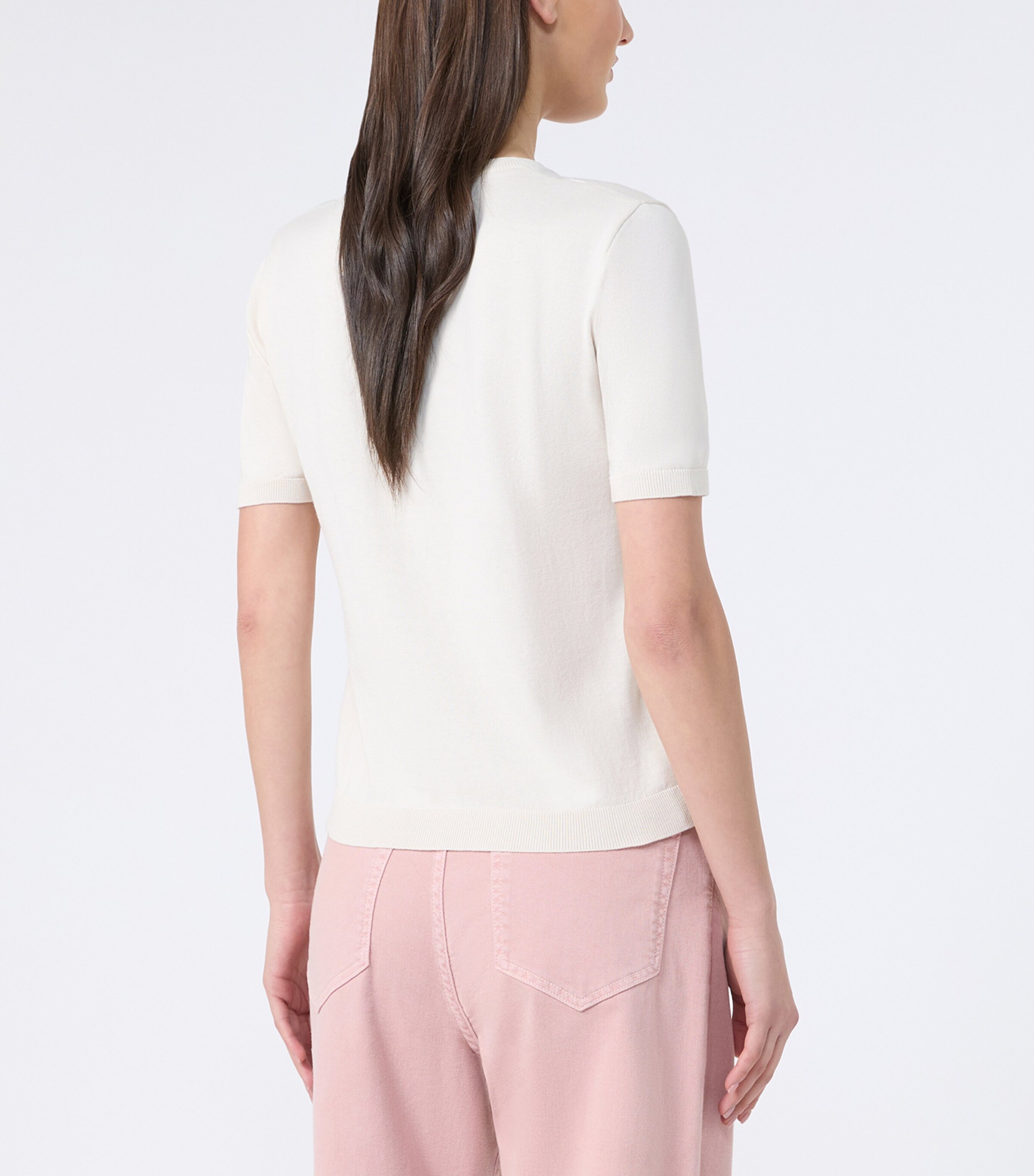 Weekend Max Mara Womens Silk-Cotton Knitted Top Ecru Image 3