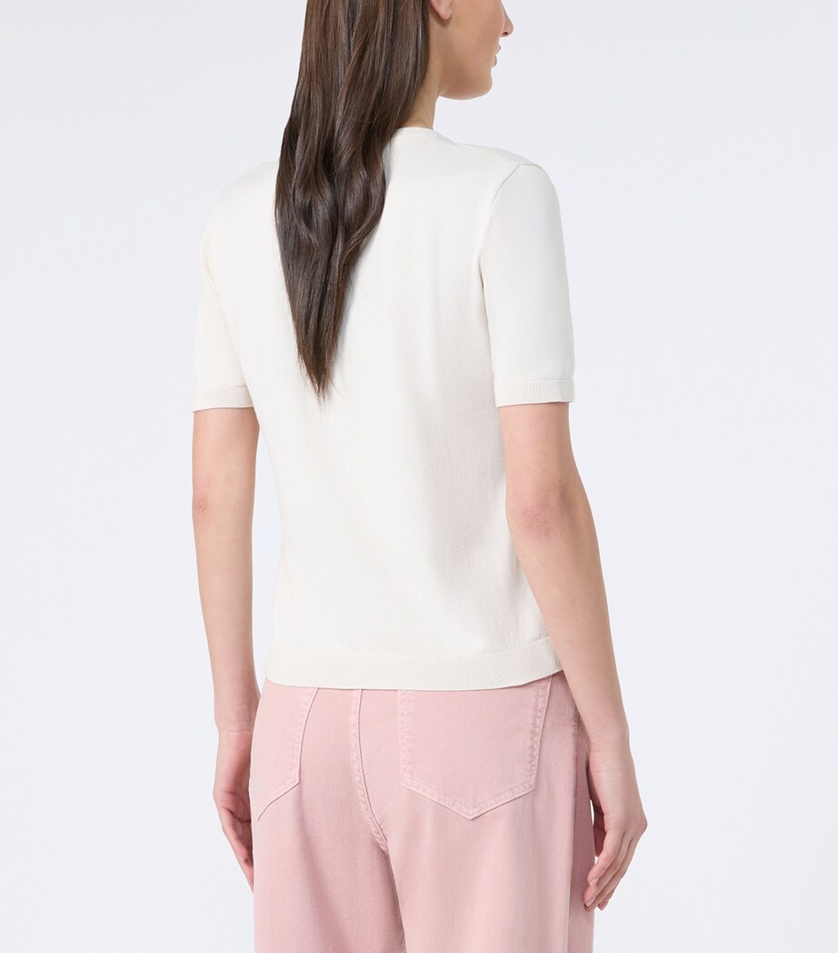 Weekend Max Mara Womens Silk-Cotton Knitted Top Ecru Image 3