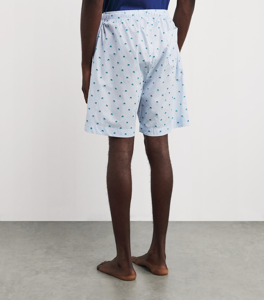 Cotton Elephant Print Ledbury Lounge Shorts BLUE Image 4