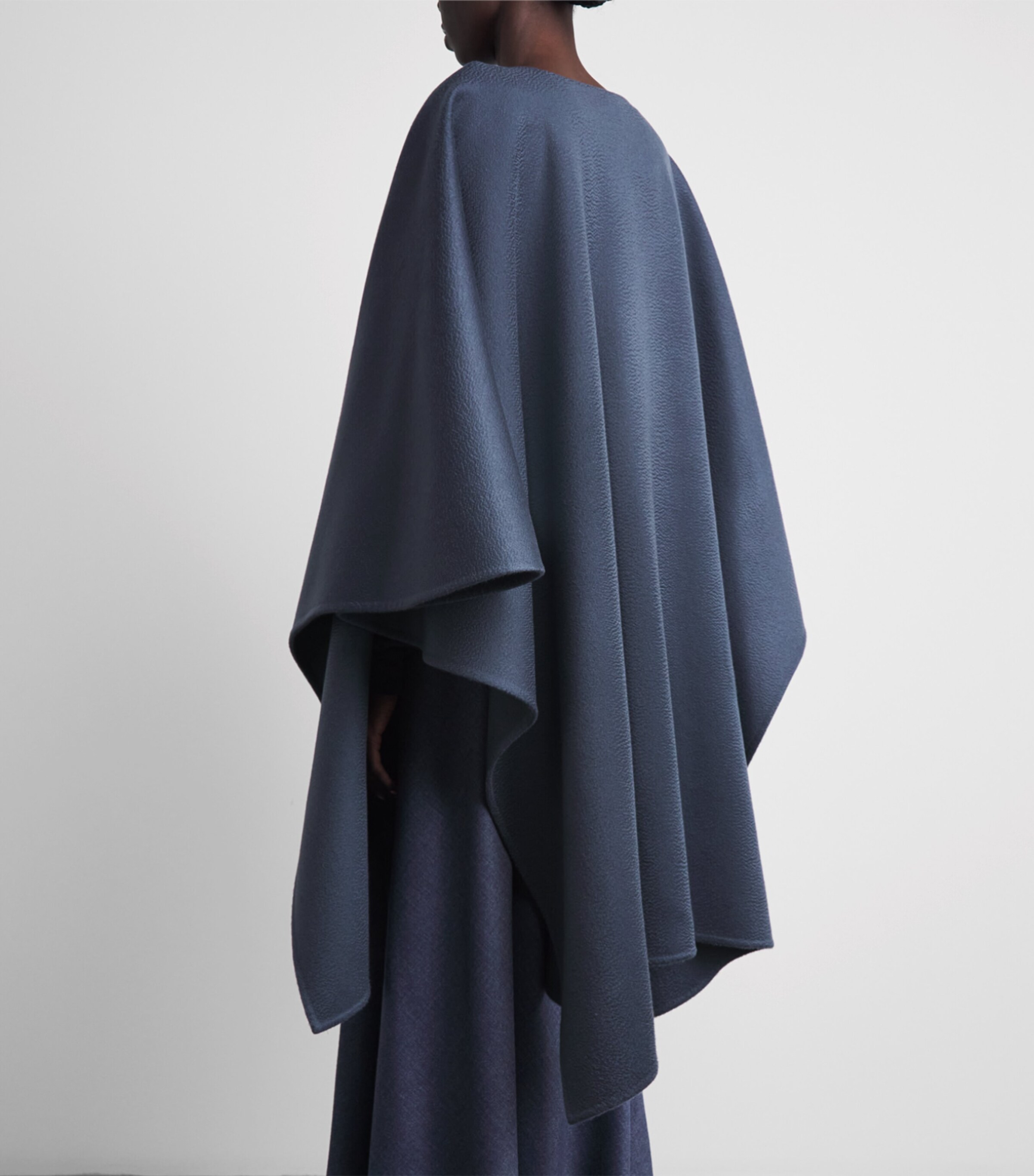 Colombo Womens Cashmere Cape Blue Denim Image 5