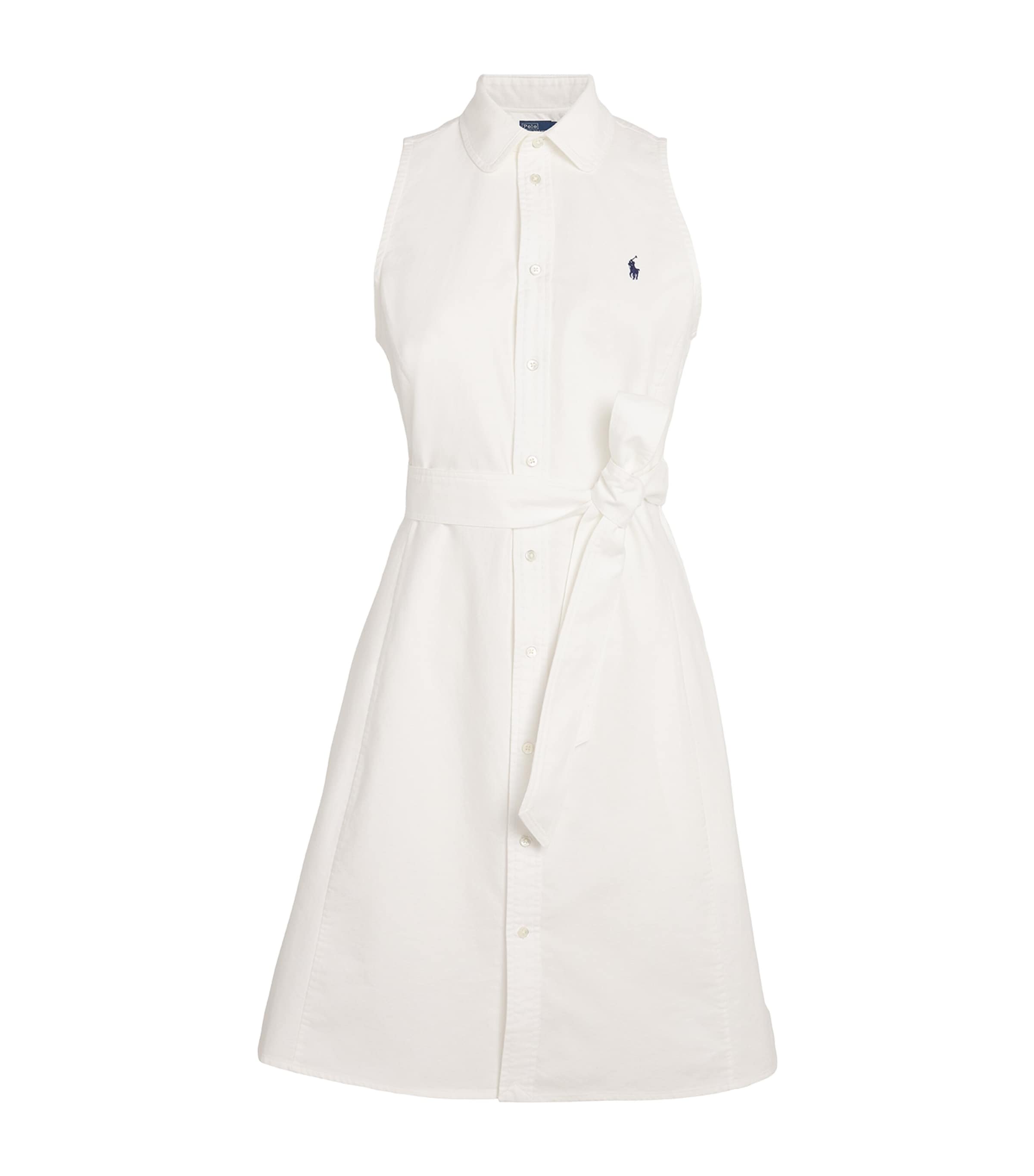 Polo Ralph Lauren Polo Pony Sleeveless Shirt Dress In White