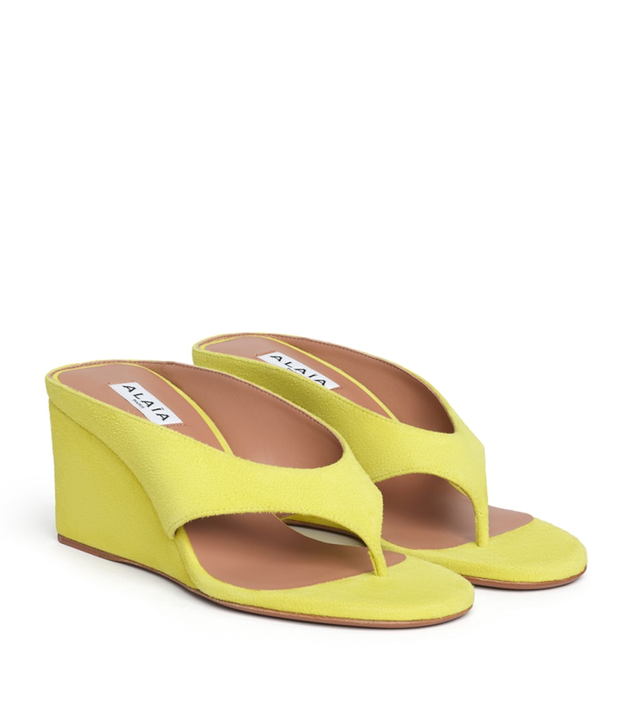 Alaïa Suede Cube Wedge Sandals 75 Lemon Yellow Image 2