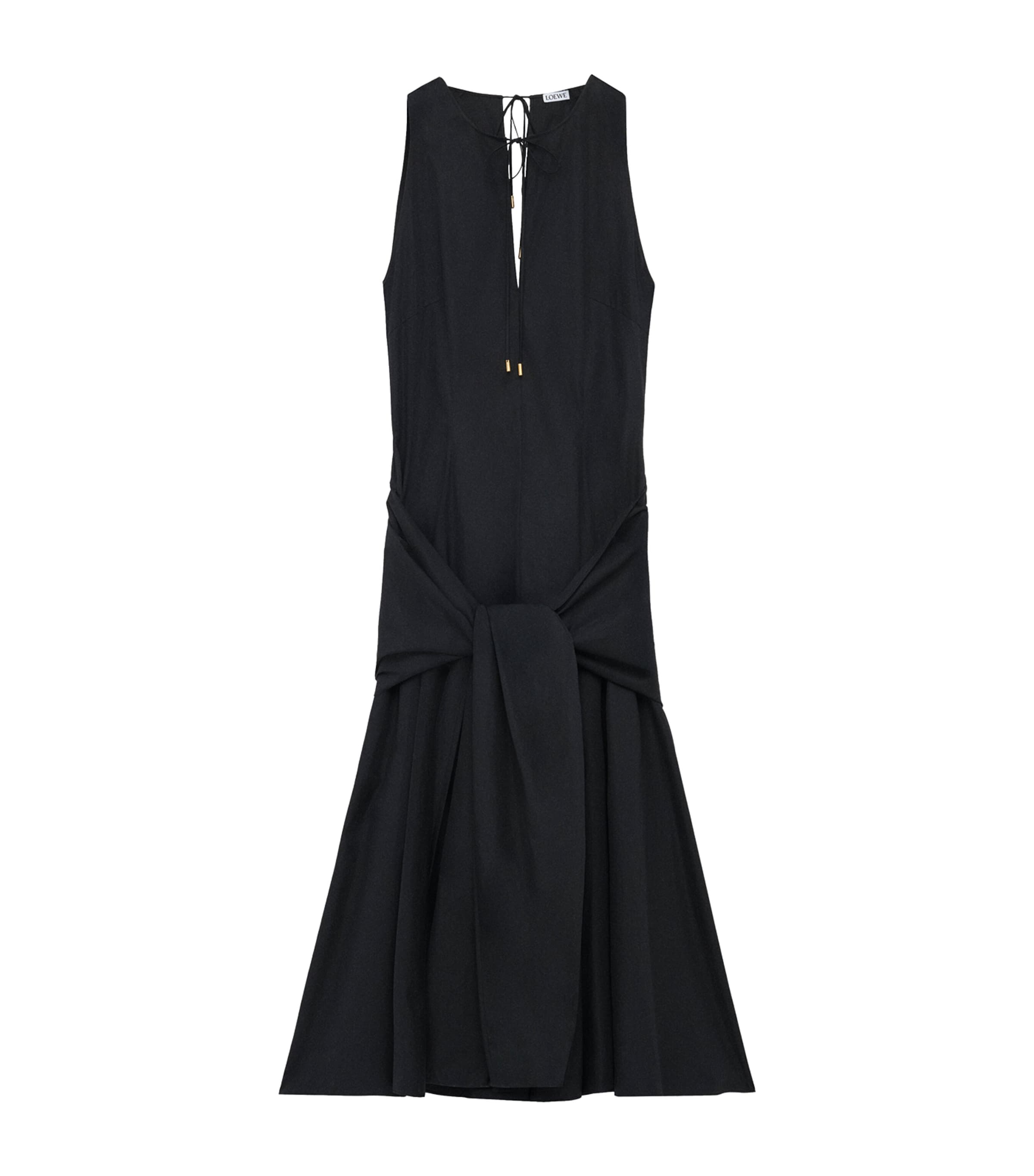 Loewe Poplin Dress With Bow Detail And Midi Length In Black