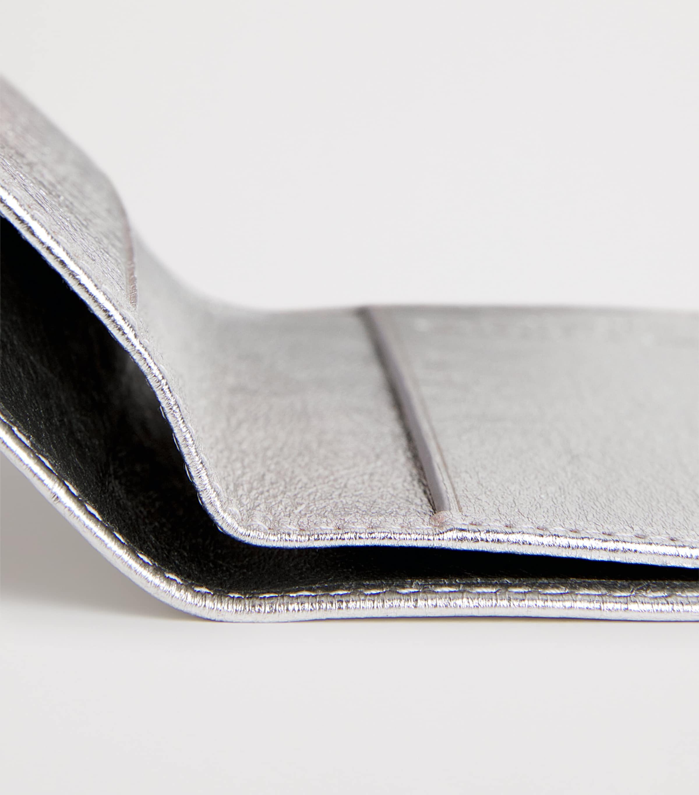 Comme Des Garçons Wallet Leather Bifold Vertical Card Holder Silver Image 2