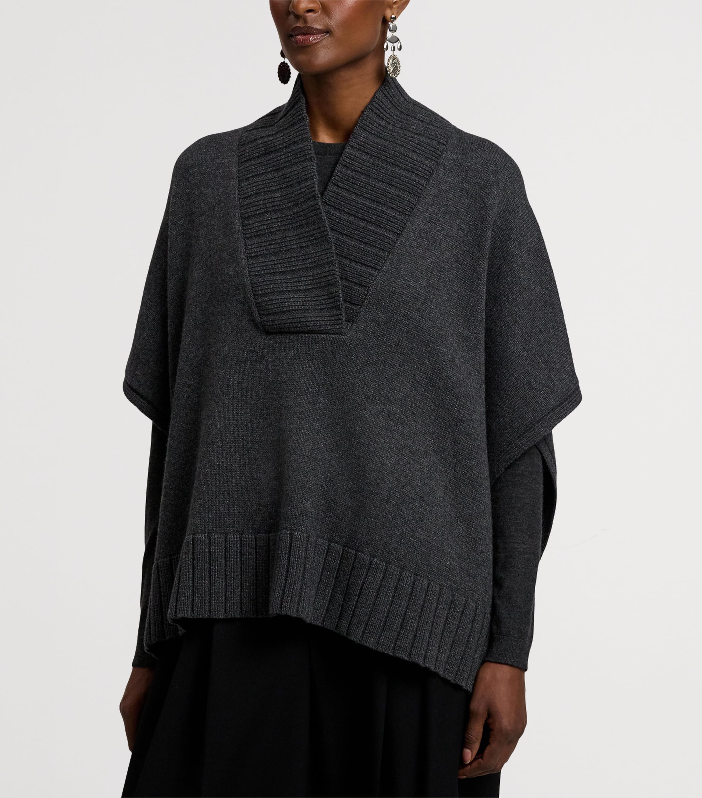 Cashmere-Blend V-Neck Sweater MEDIUM GREY MELANGE Image 2