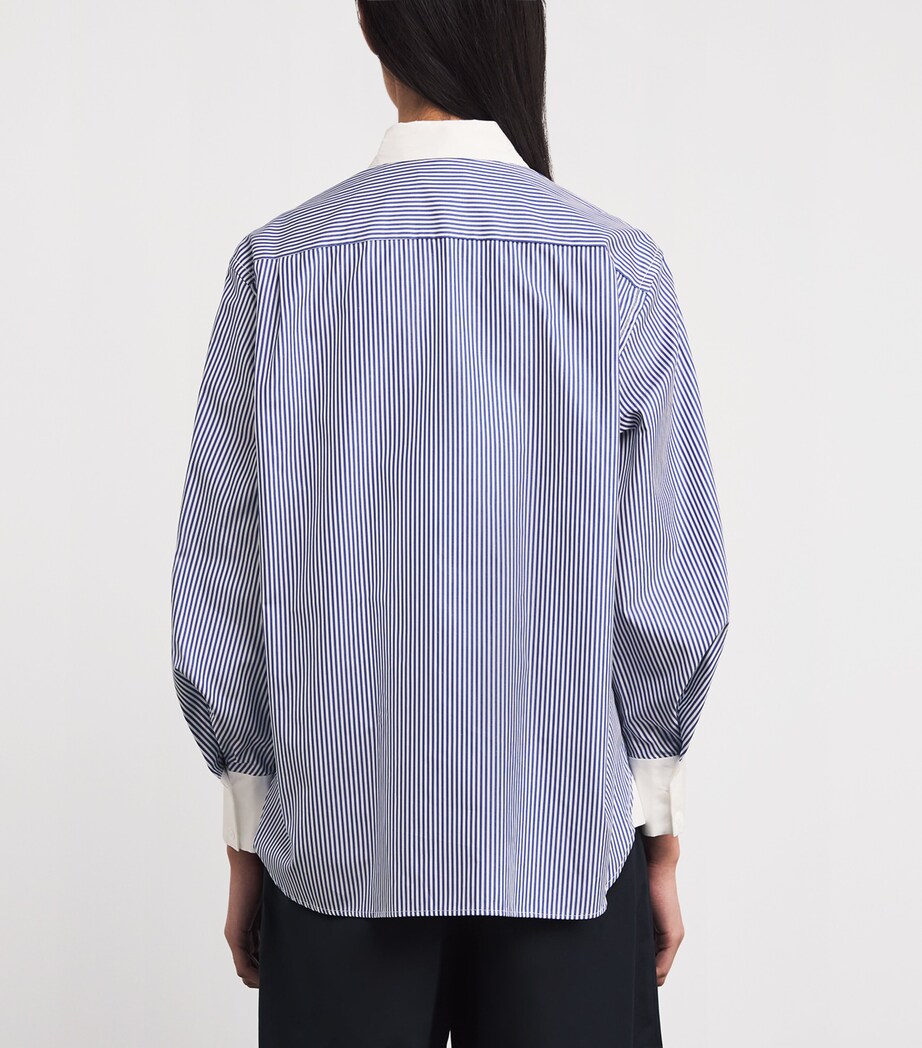 Contrast-Collar Stripe Shirt BLU / WHITE Image 4