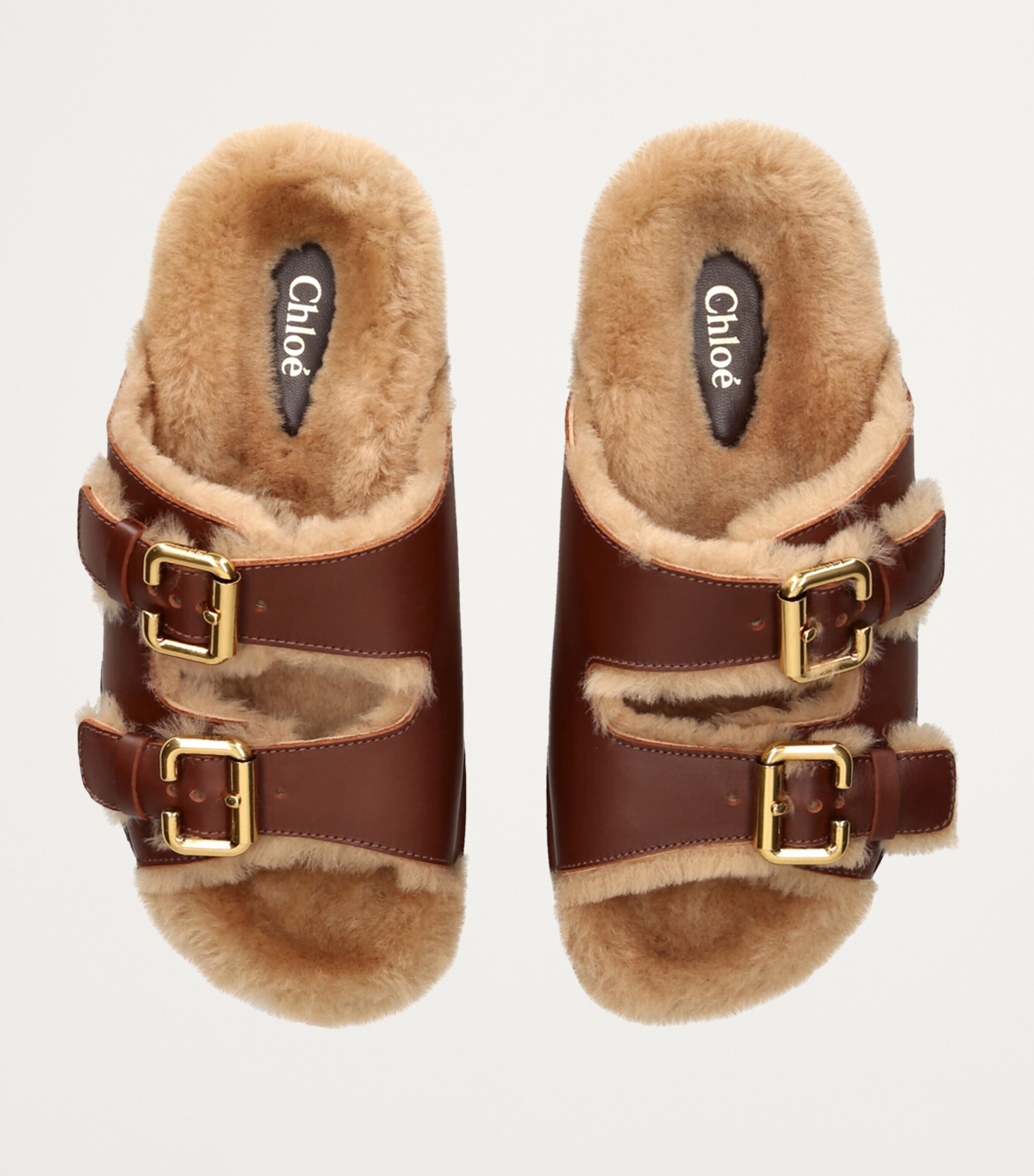 ＊CHLOE クロエ＊ Nil Shearling Leather Sandals Nil shearling-lined leather sandals in black - Chloe | Mytheresa