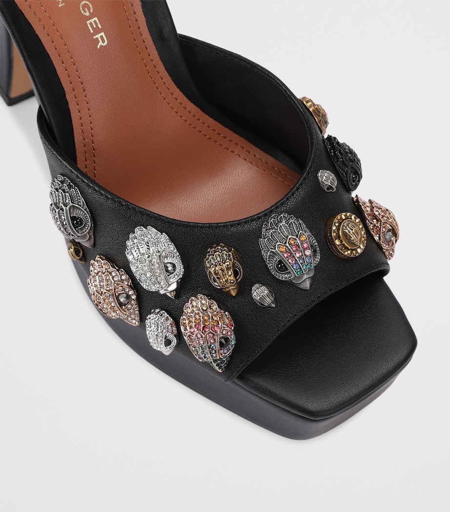 Kurt Geiger London Leather Embellished Eagles Platform Sandals 13 Black Image 2
