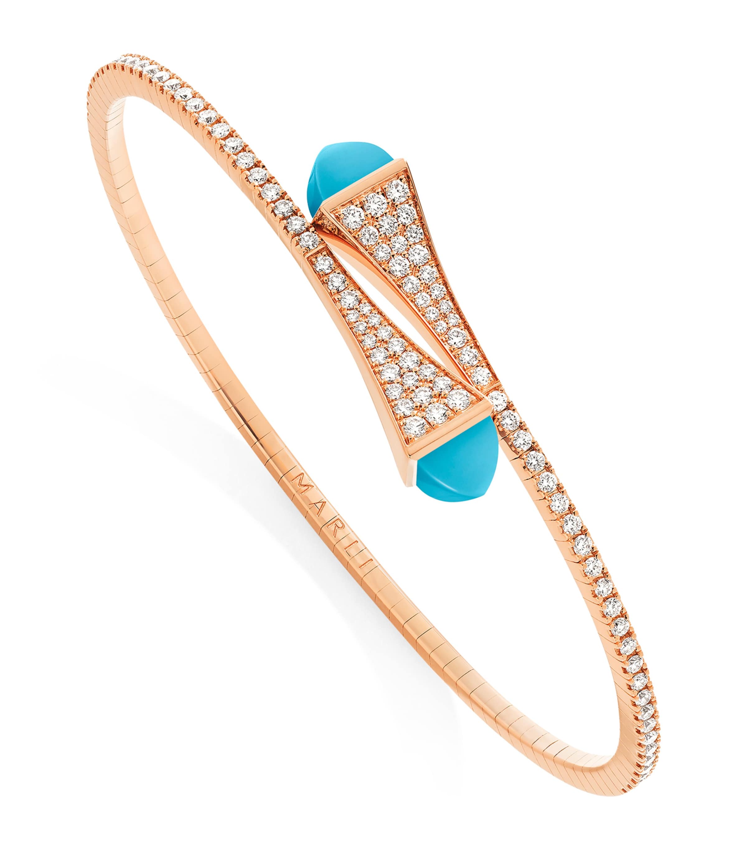Marli New York Midi Rose Gold, Diamond And Turquoise Cleo Slip-on Bracelet In Gray