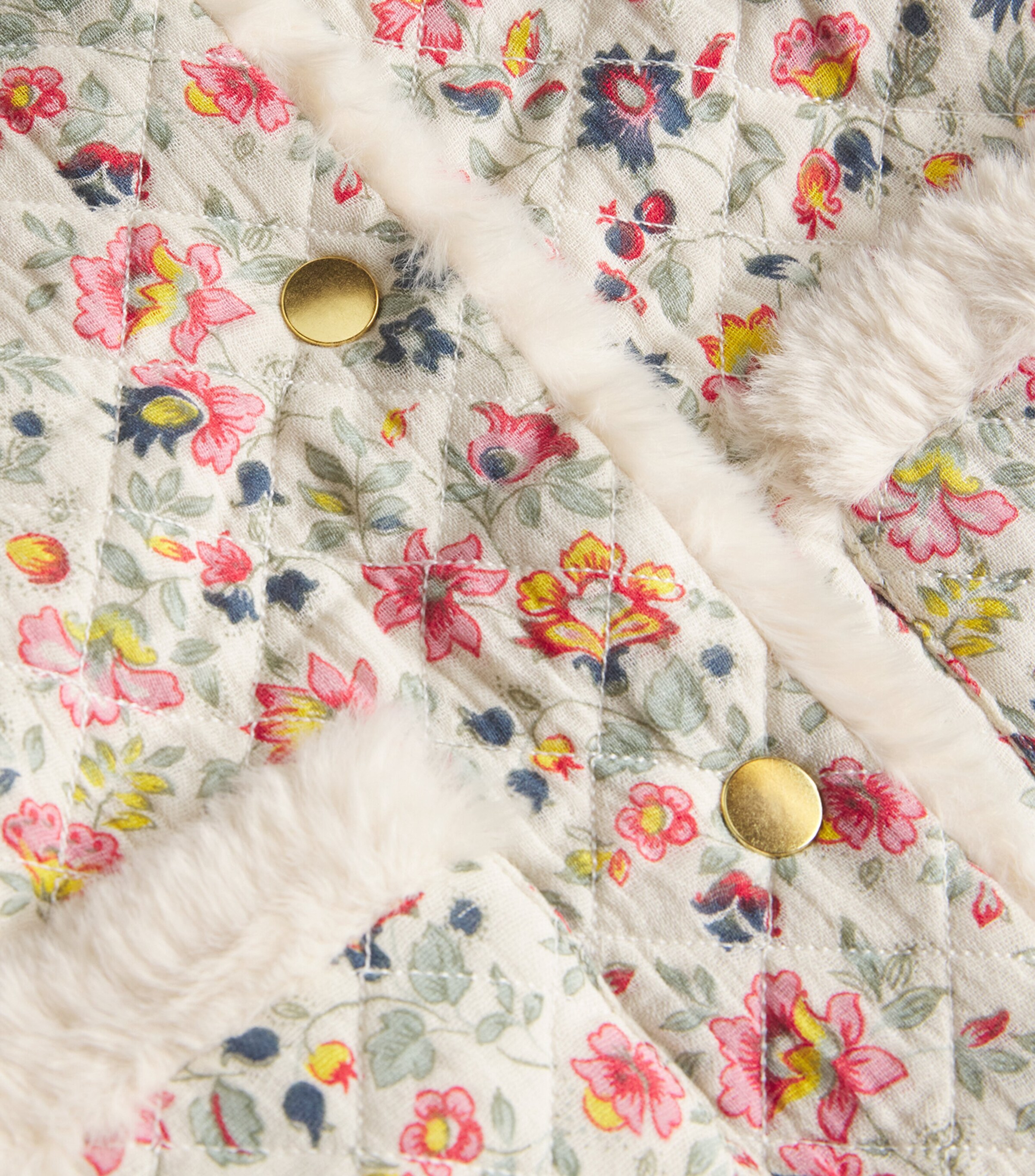 Reversible Dalila Coat (4-12 Years) CREAM WILD FLOWERS Image 3