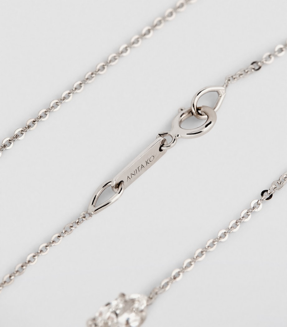 White Gold and Diamond Heart Lariat Necklace WHITE GOLD Image 2