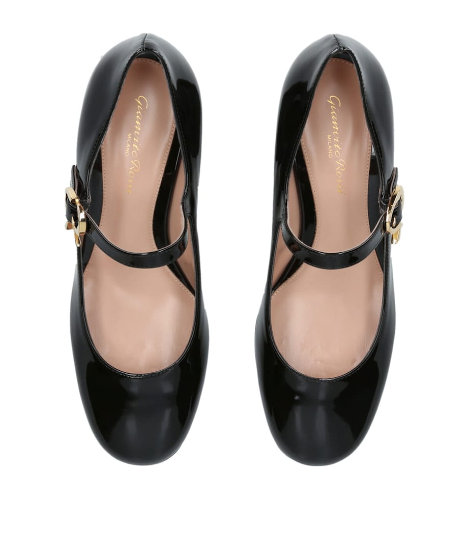 Leather Mary Jane Pumps 45 BLACK Image 6
