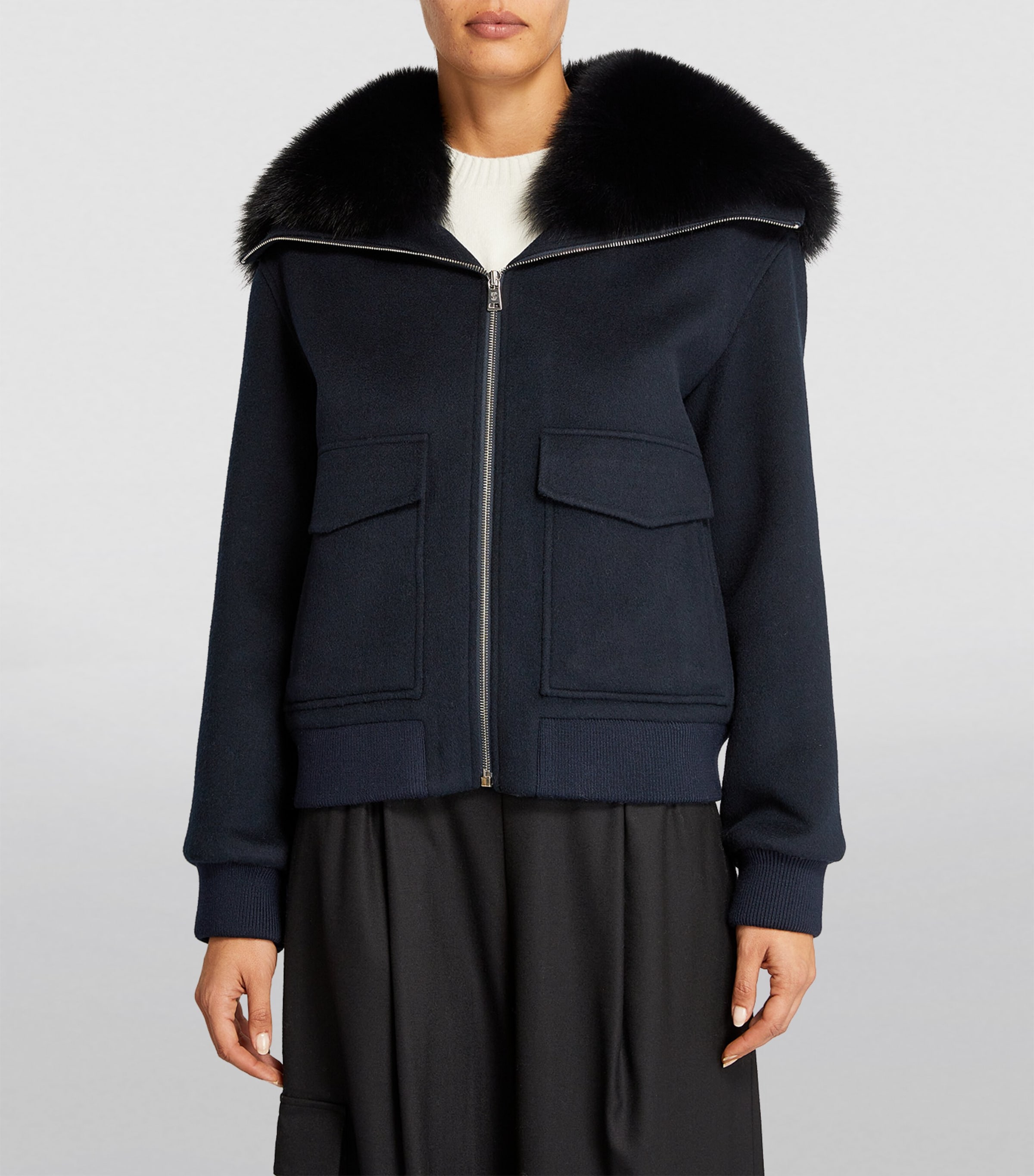 Fur-Collar Bomber Jacket A7033 Image 3
